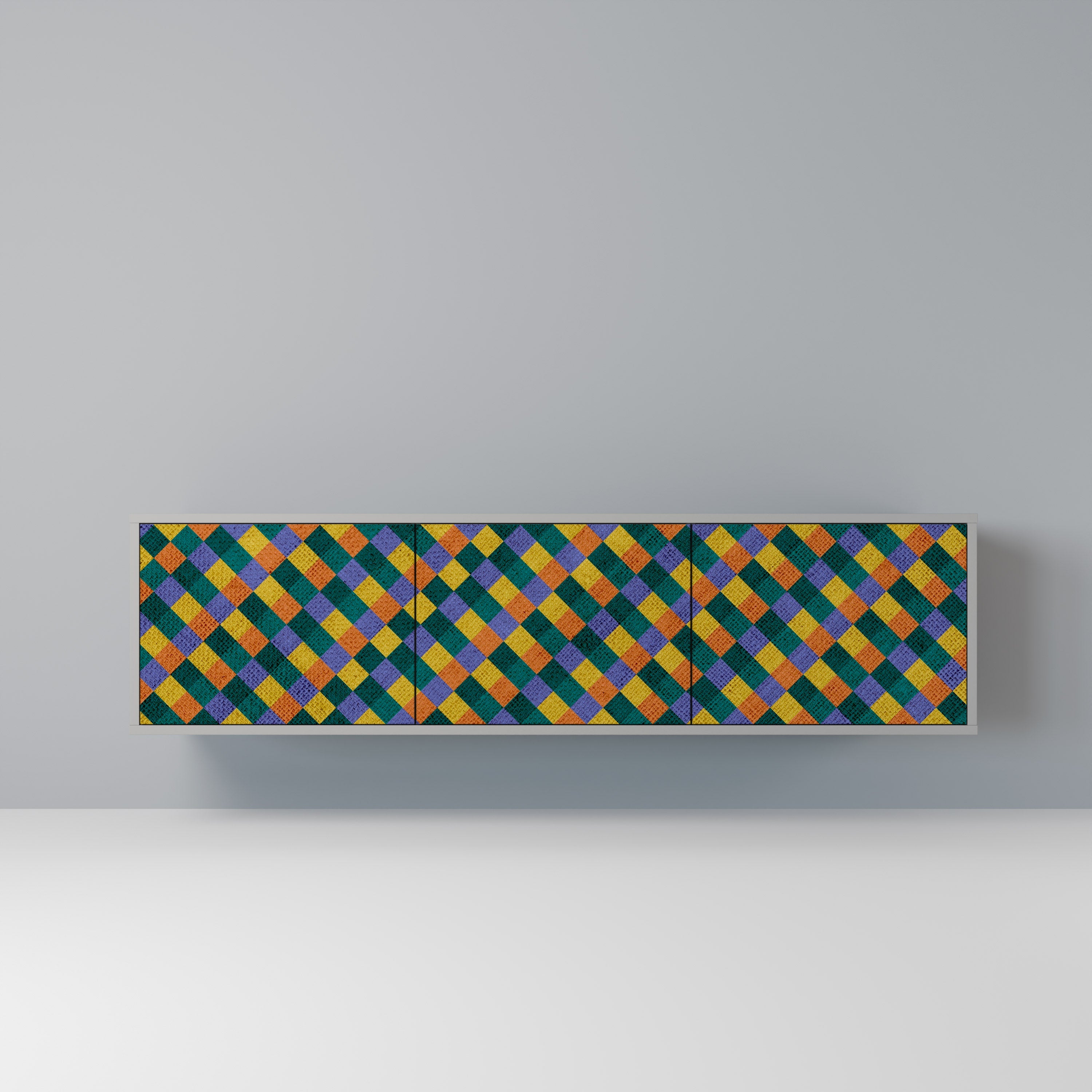 PAINTED SQUARES MIX TV-Lowboard mit 3 Türen in Grau