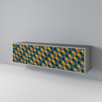 PAINTED SQUARES MIX TV-Lowboard mit 3 Türen in Grau