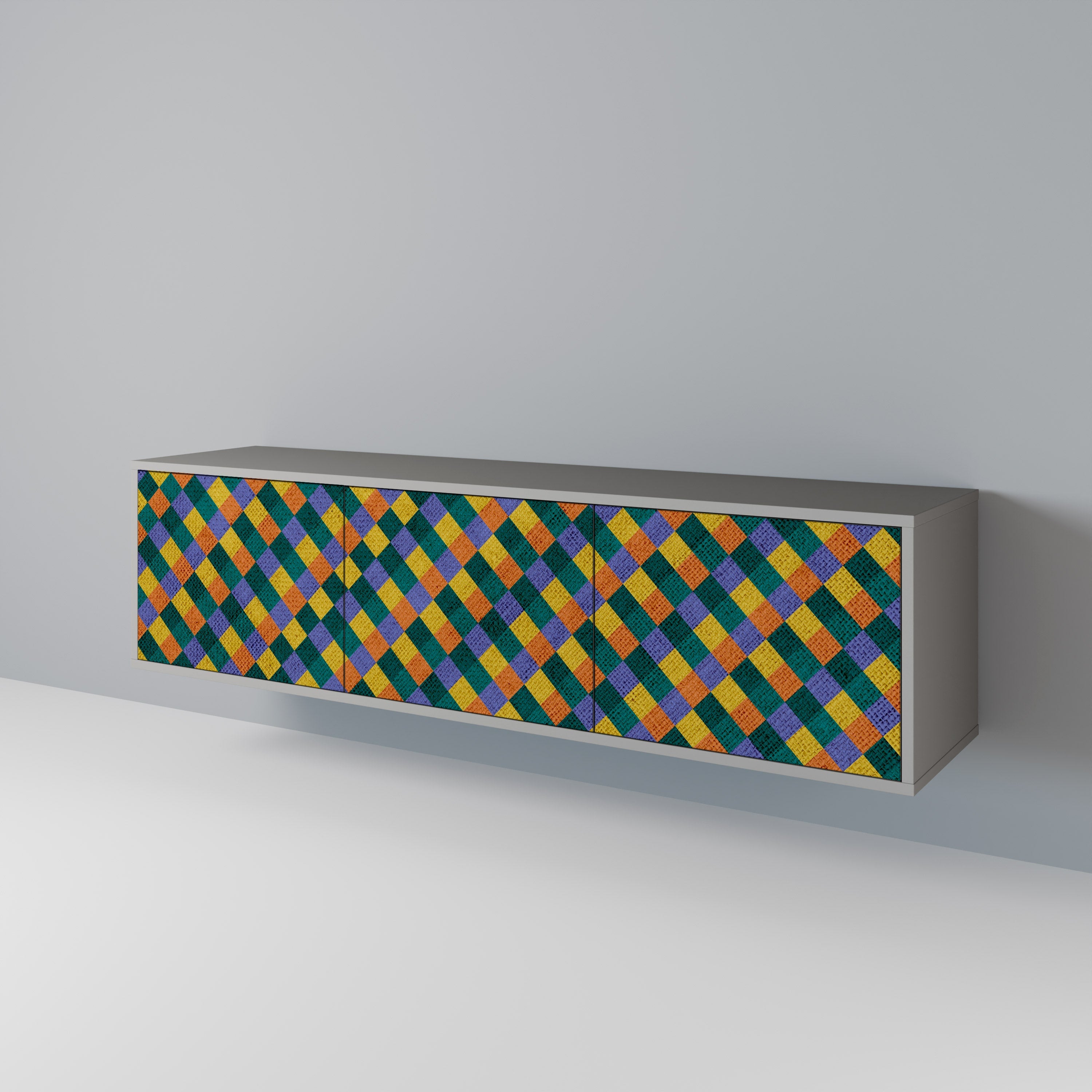 PAINTED SQUARES MIX TV-Lowboard mit 3 Türen in Grau