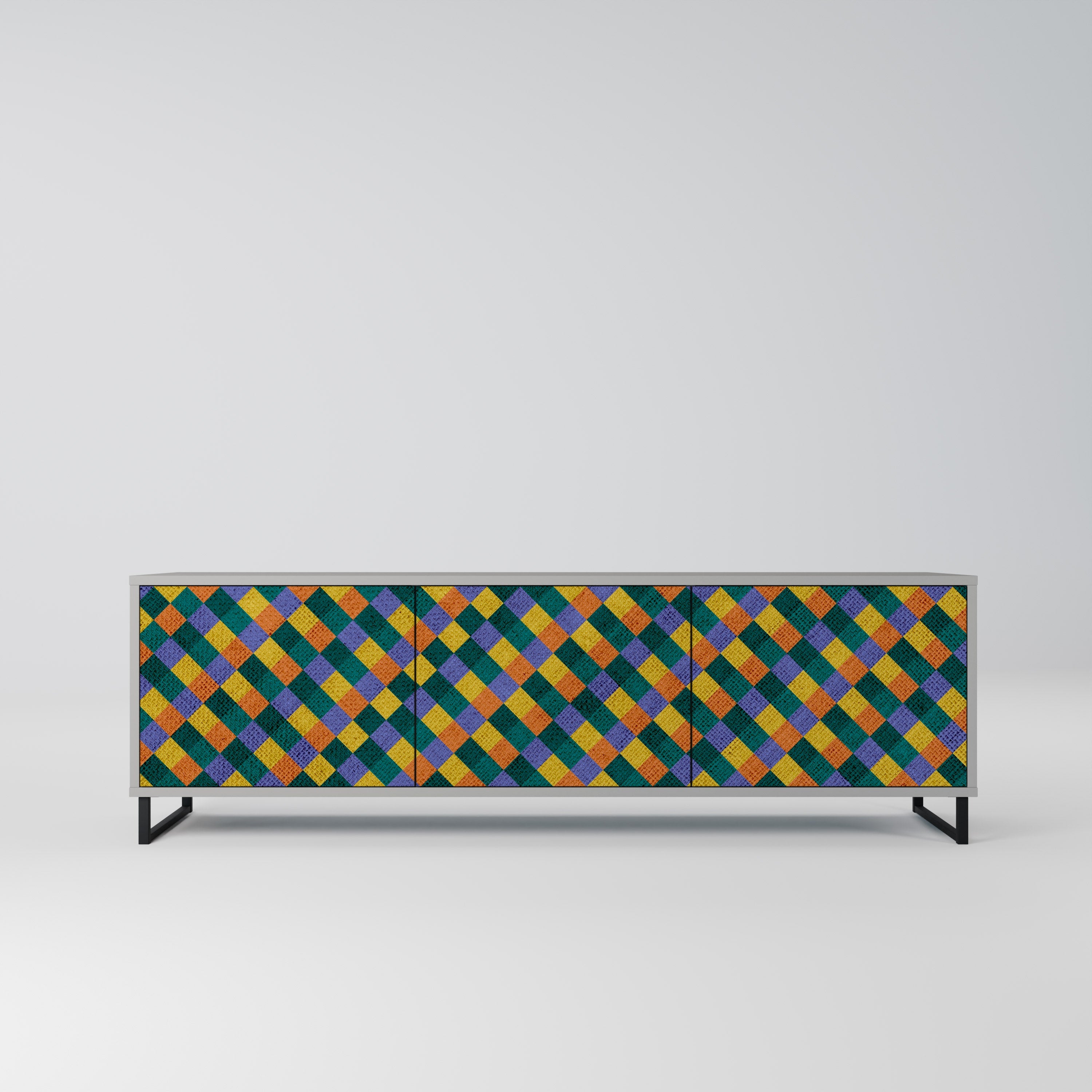 PAINTED SQUARES MIX TV-Lowboard mit 3 Türen in Grau