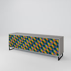 PAINTED SQUARES MIX TV-Lowboard mit 3 Türen in Grau