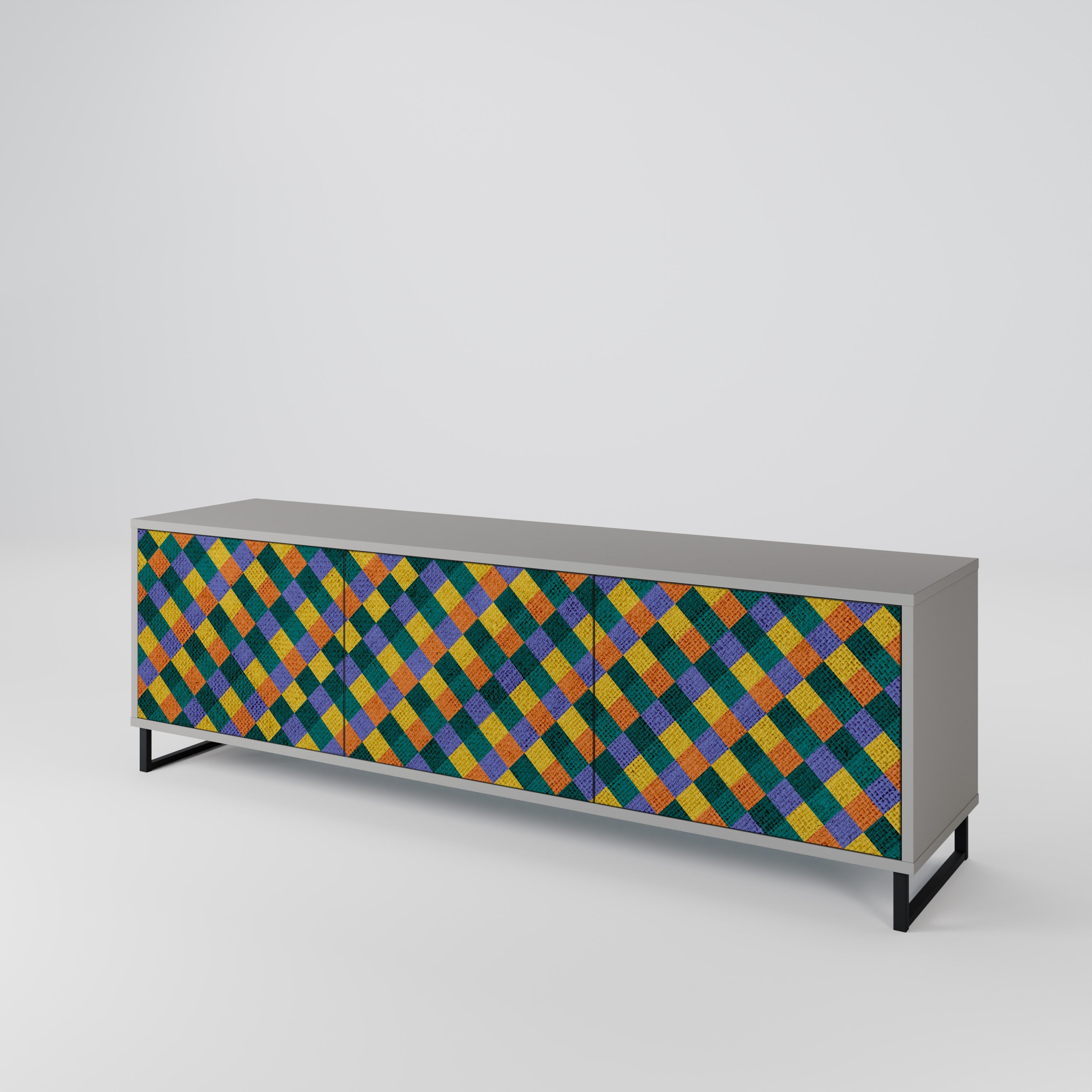 PAINTED SQUARES MIX TV-Lowboard mit 3 Türen in Grau