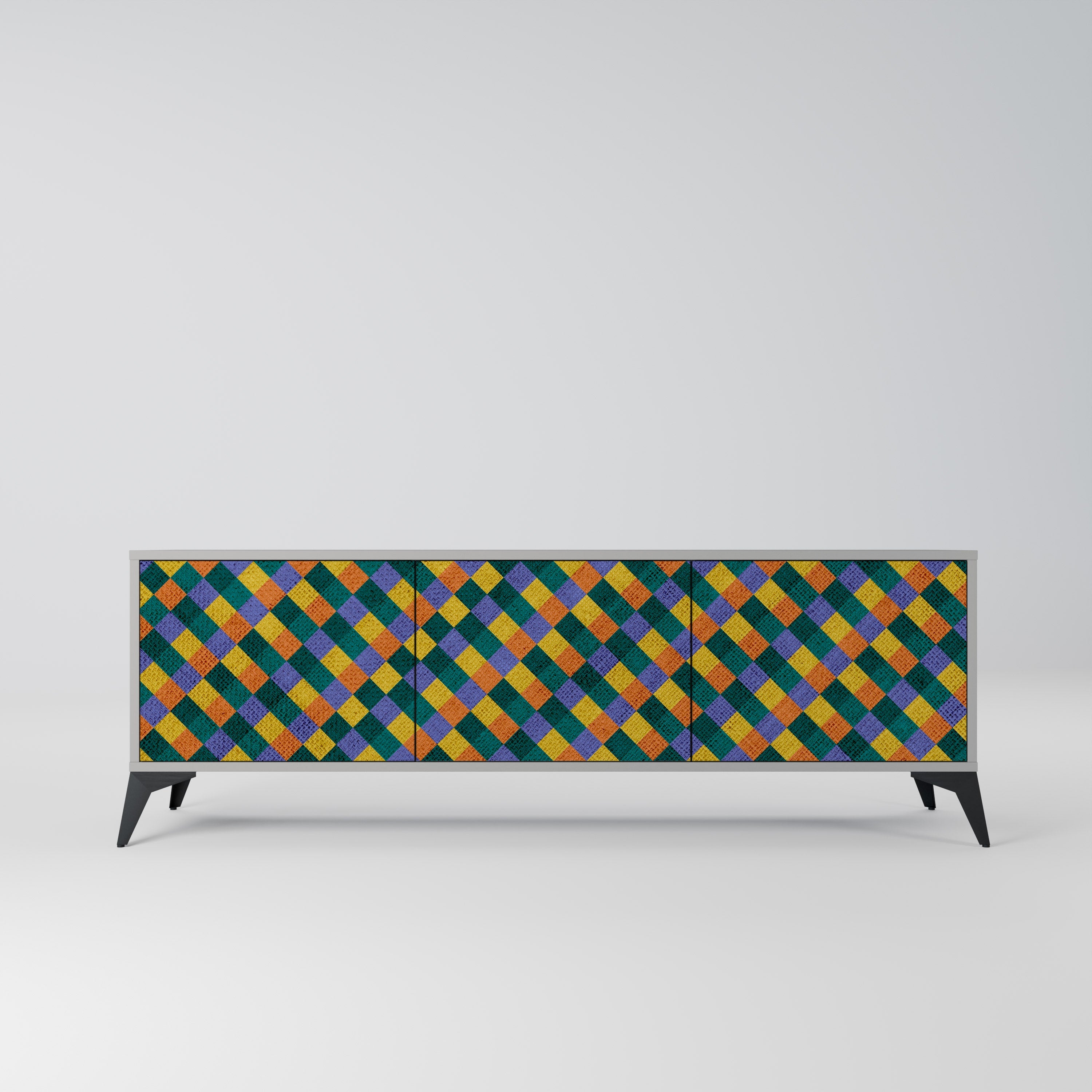 PAINTED SQUARES MIX TV-Lowboard mit 3 Türen in Grau