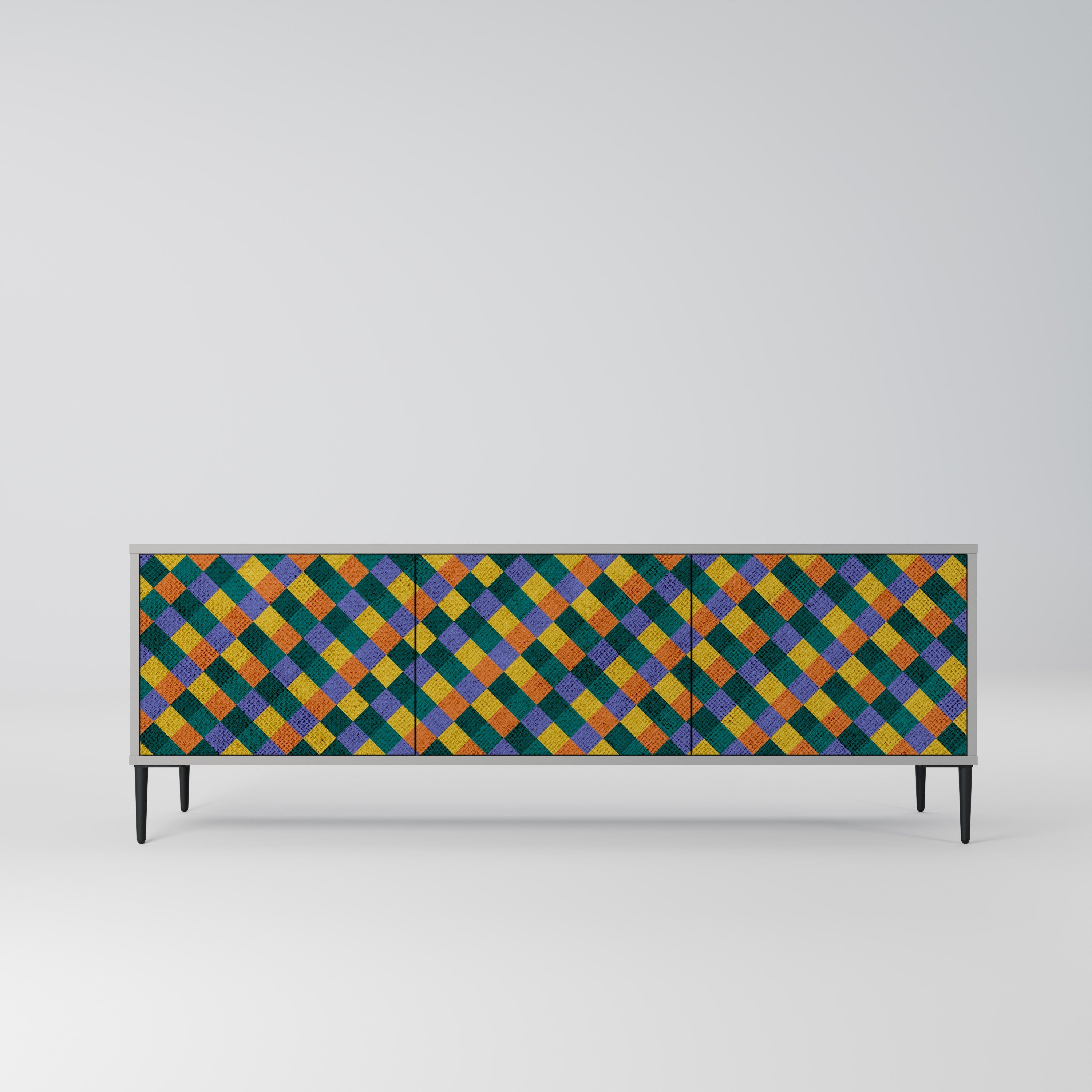 PAINTED SQUARES MIX TV-Lowboard mit 3 Türen in Grau