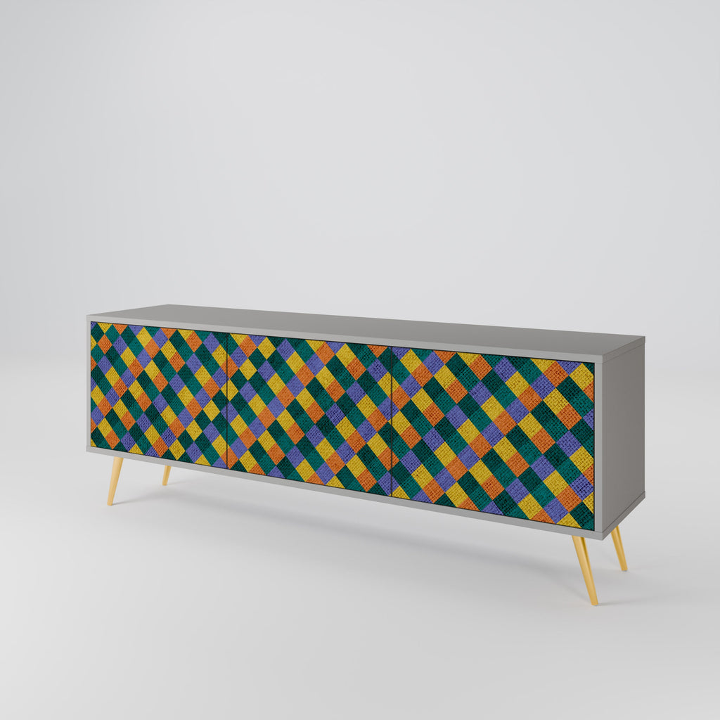 PAINTED SQUARES MIX TV-Lowboard mit 3 Türen in Grau