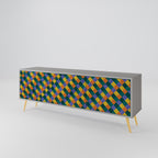 PAINTED SQUARES MIX TV-Lowboard mit 3 Türen in Grau