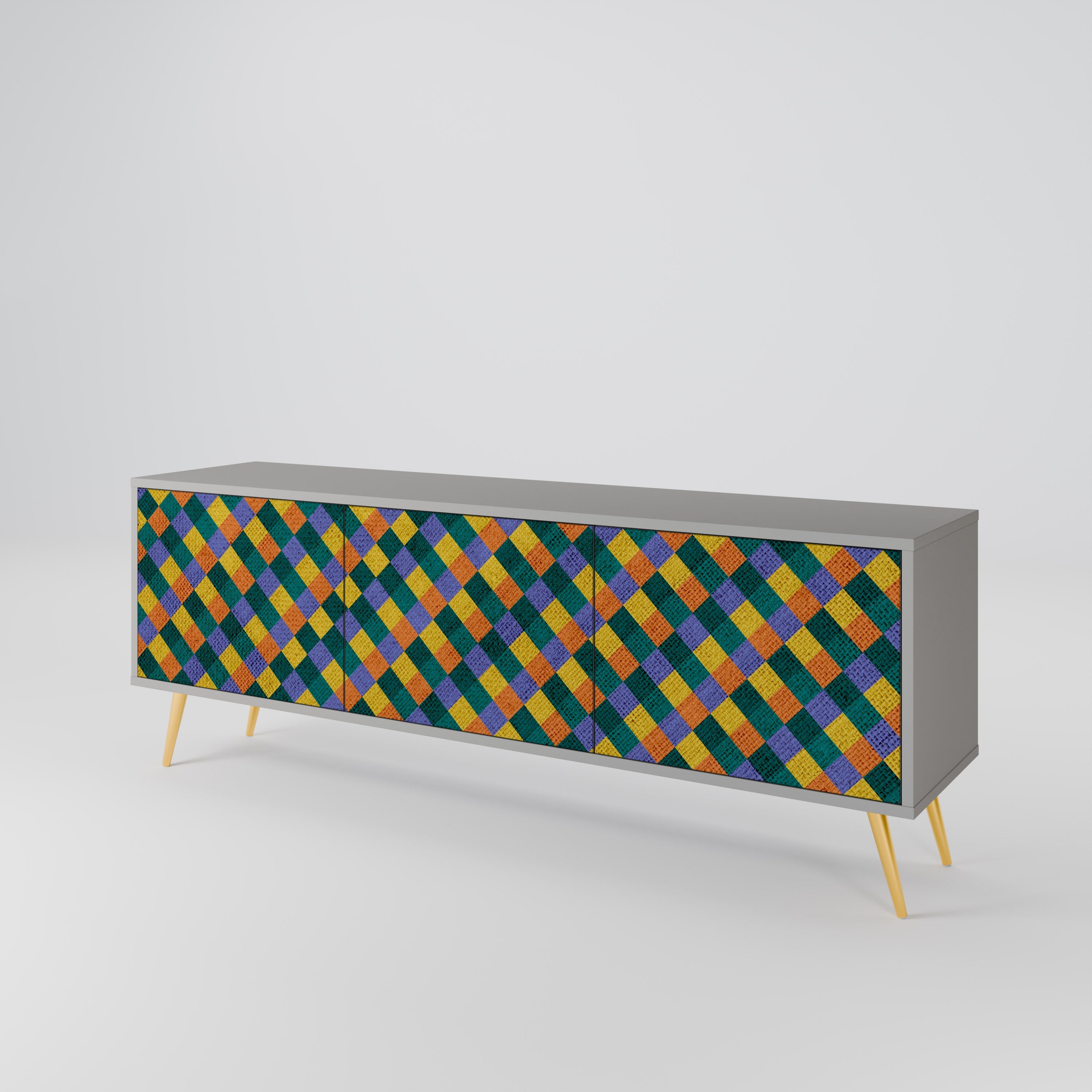 PAINTED SQUARES MIX TV-Lowboard mit 3 Türen in Grau