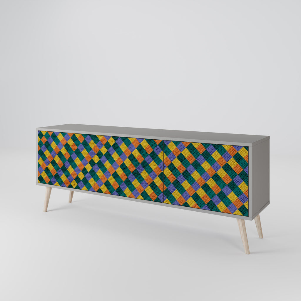 PAINTED SQUARES MIX TV-Lowboard mit 3 Türen in Grau