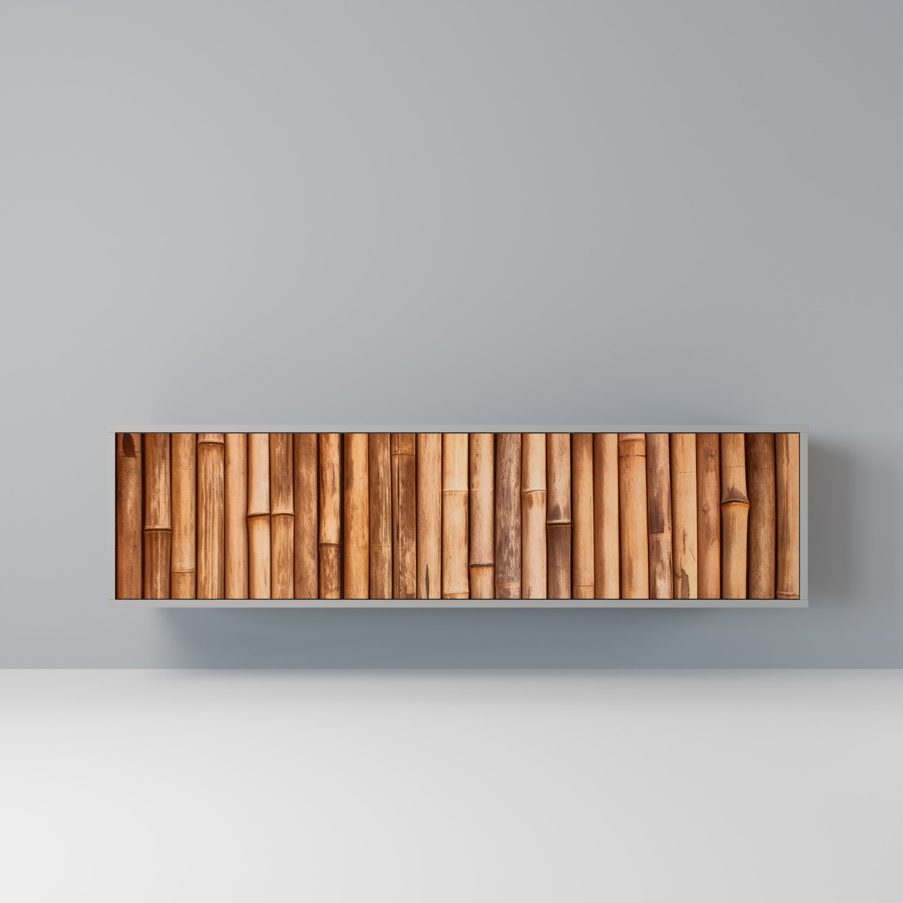 NATURAL WOOD TV-Lowboard mit 3 Türen in Grau