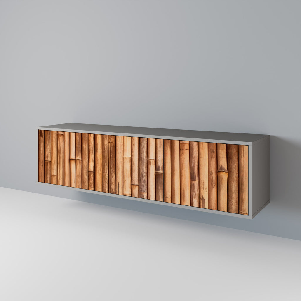 NATURAL WOOD TV-Lowboard mit 3 Türen in Grau