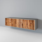 NATURAL WOOD TV-Lowboard mit 3 Türen in Grau