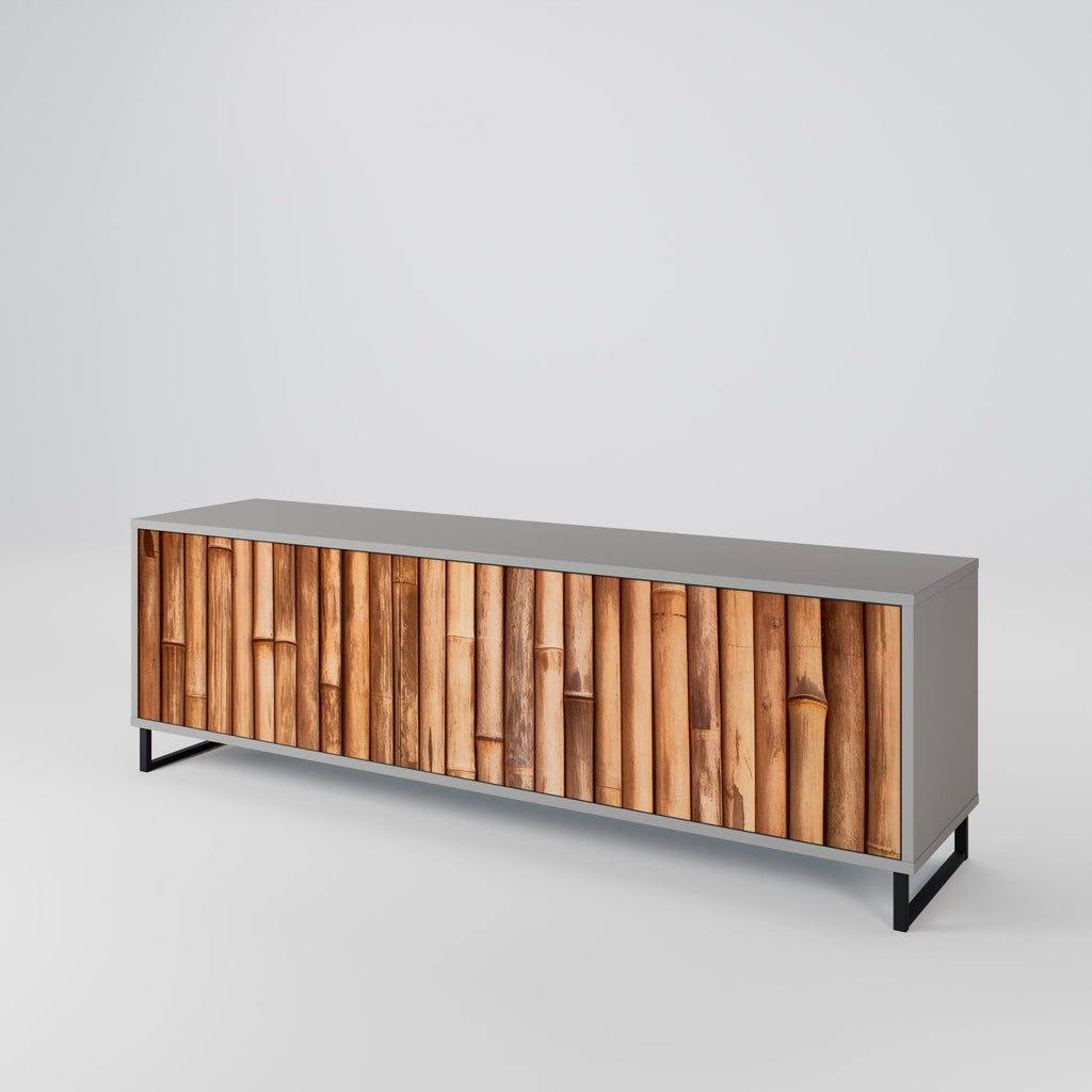 NATURAL WOOD TV-Lowboard mit 3 Türen in Grau