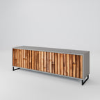 NATURAL WOOD TV-Lowboard mit 3 Türen in Grau