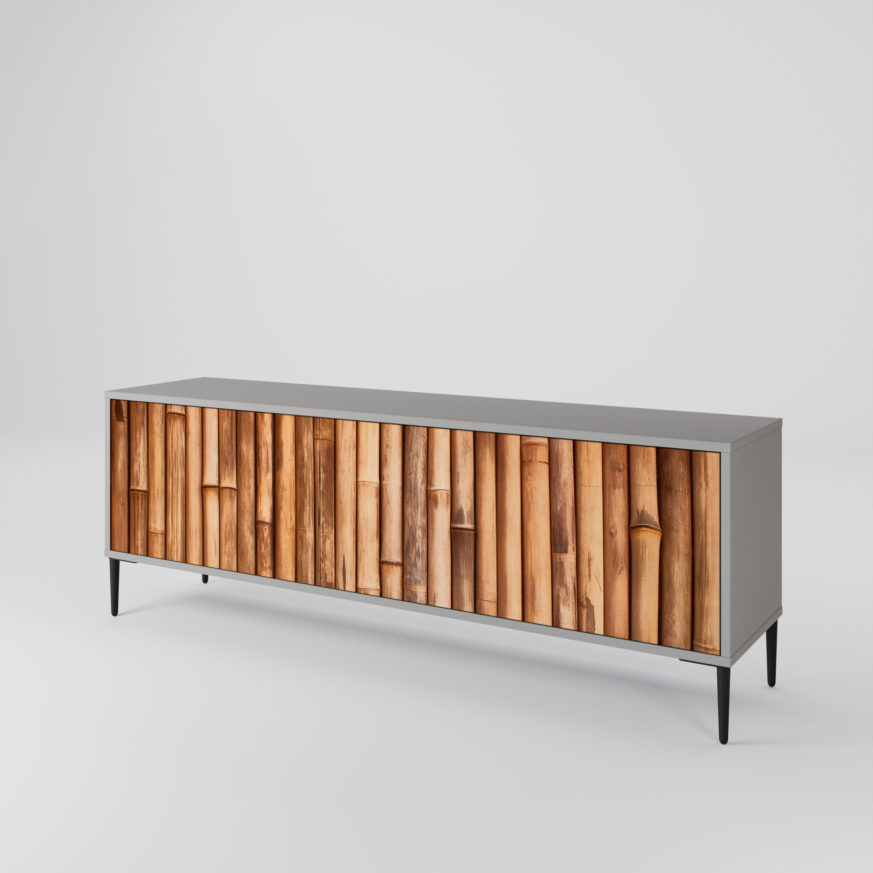 NATURAL WOOD 3-Door TV Cabinet
