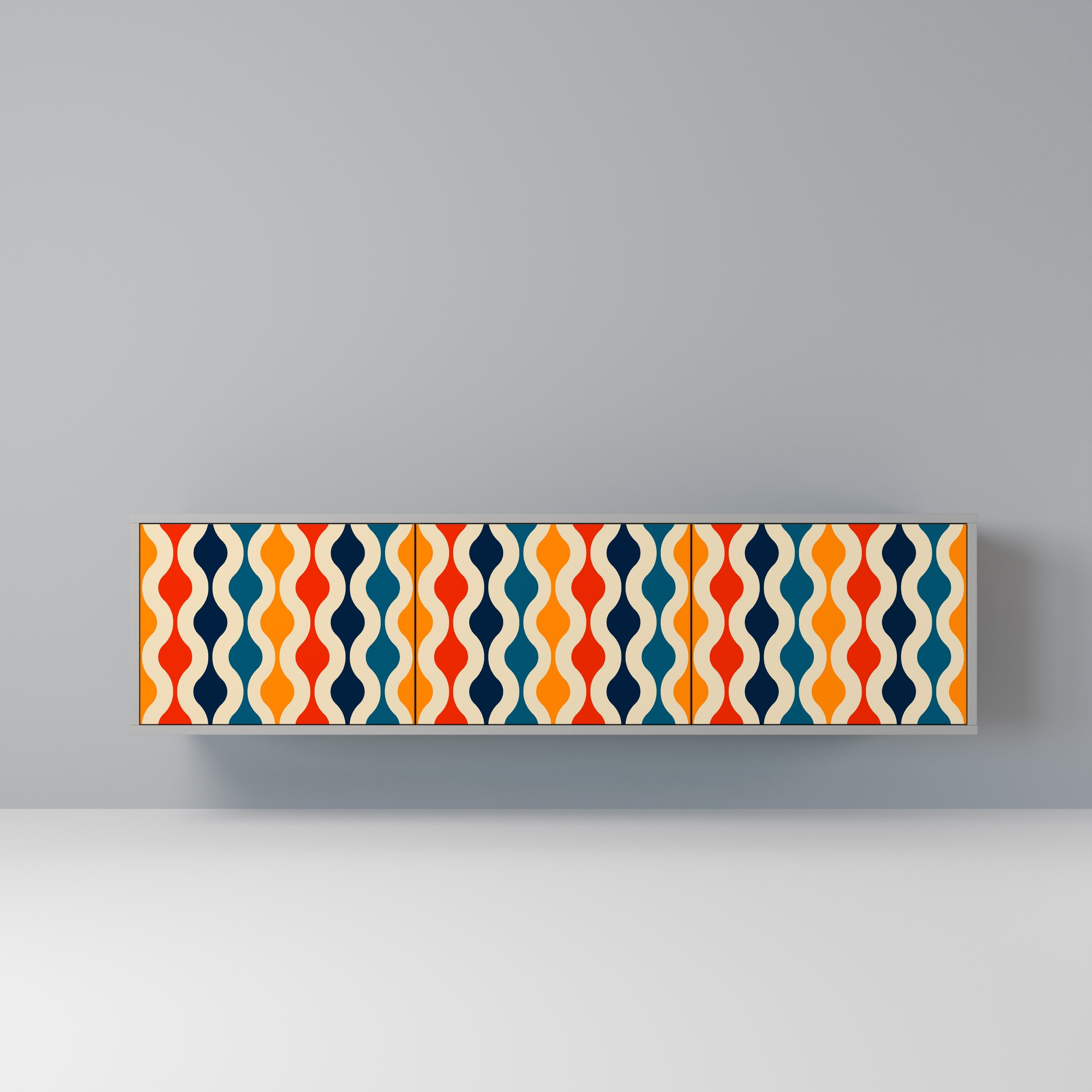 COLORFUL NOSTALGIA TV-Lowboard mit 3 Türen in Grau