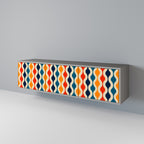 COLORFUL NOSTALGIA TV-Lowboard mit 3 Türen in Grau