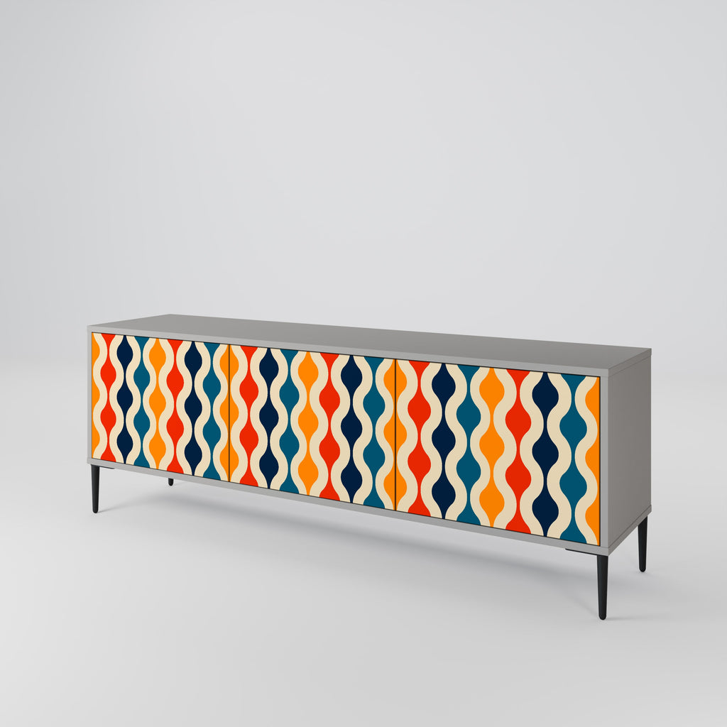 COLORFUL NOSTALGIA TV-Lowboard mit 3 Türen in Grau