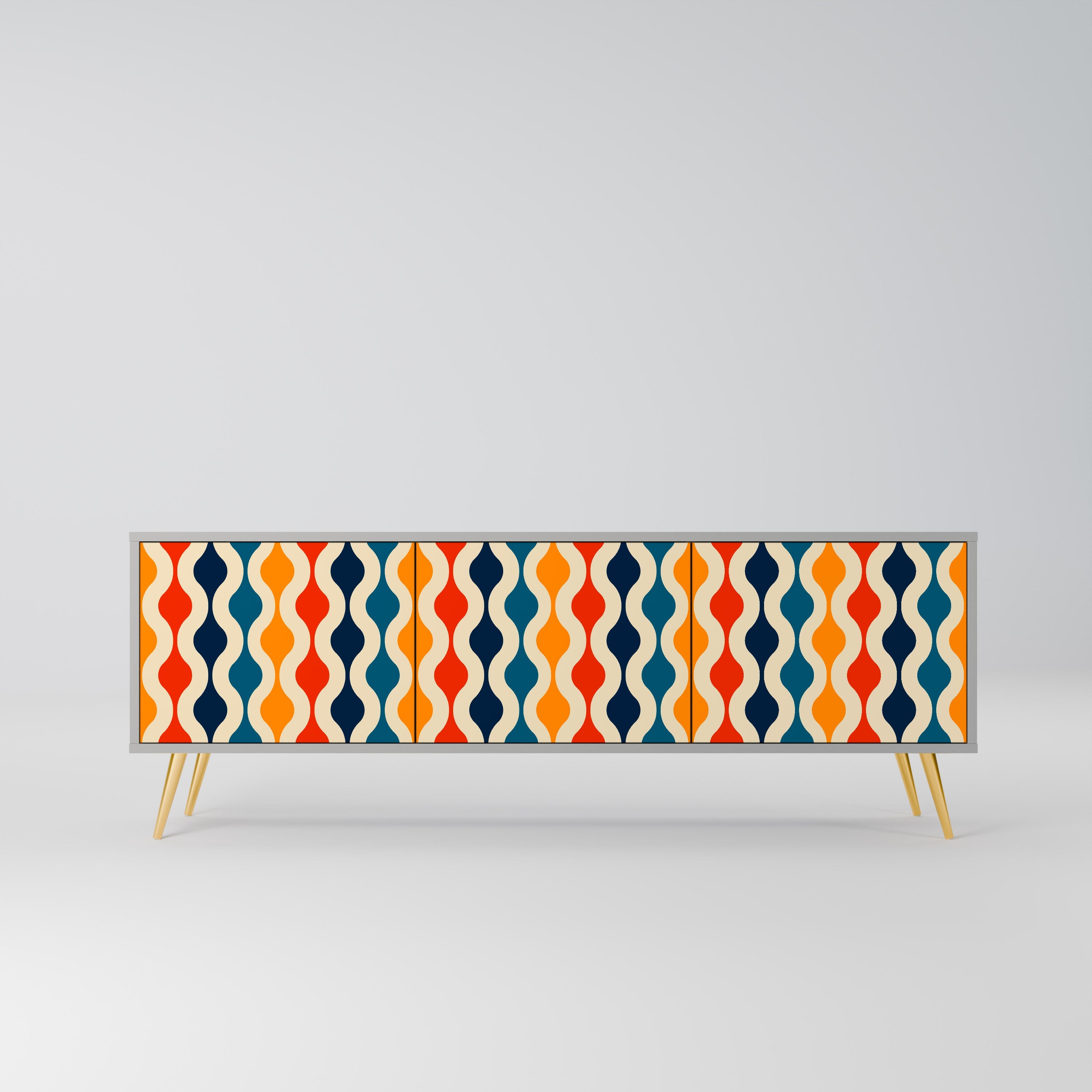 COLORFUL NOSTALGIA TV-Lowboard mit 3 Türen in Grau