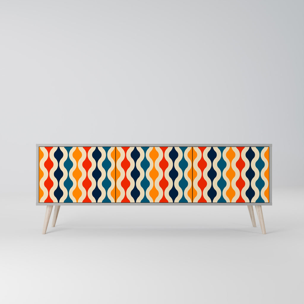 COLORFUL NOSTALGIA TV-Lowboard mit 3 Türen in Grau