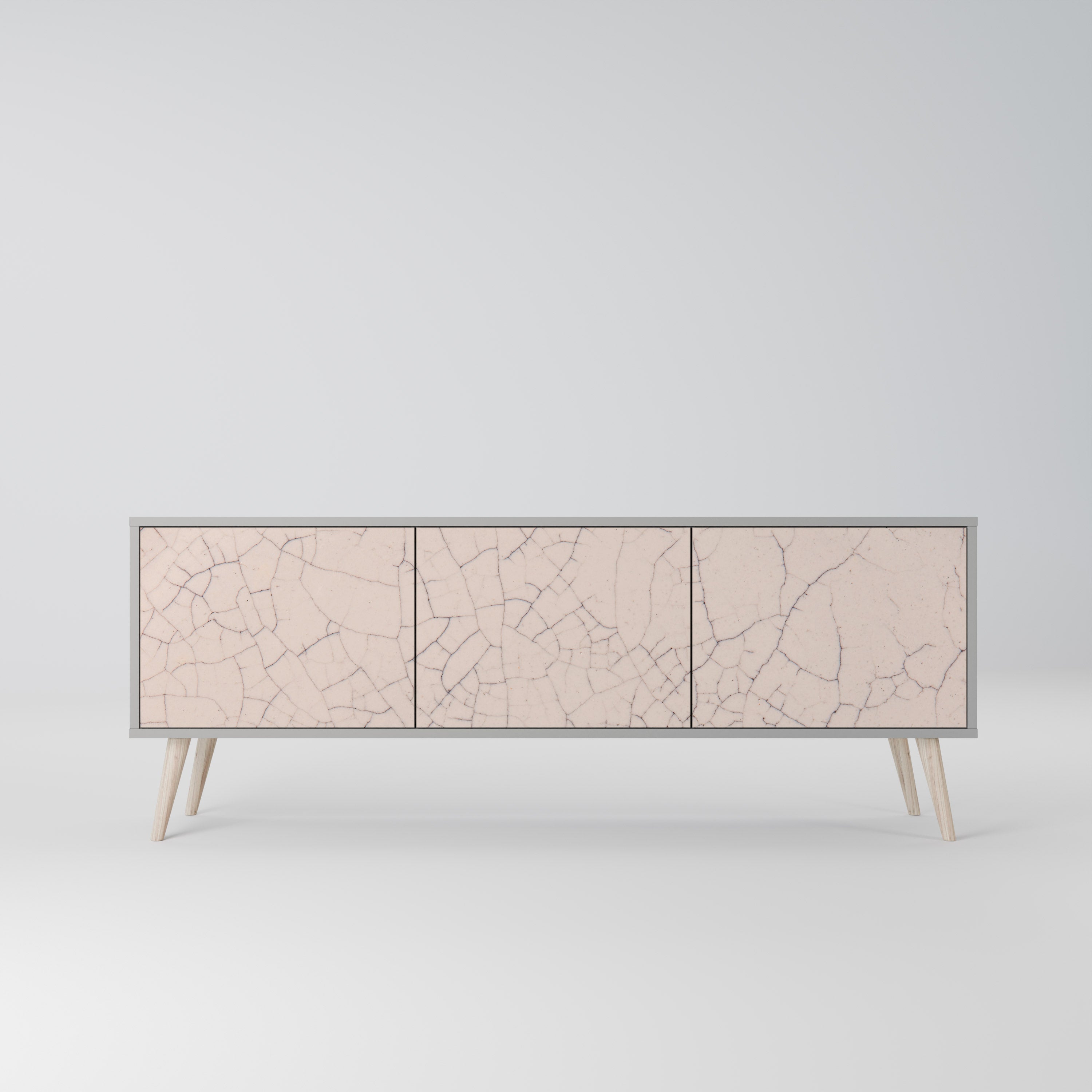 CERAMIC TEXTURE TV-Lowboard mit 3 Türen in Grau