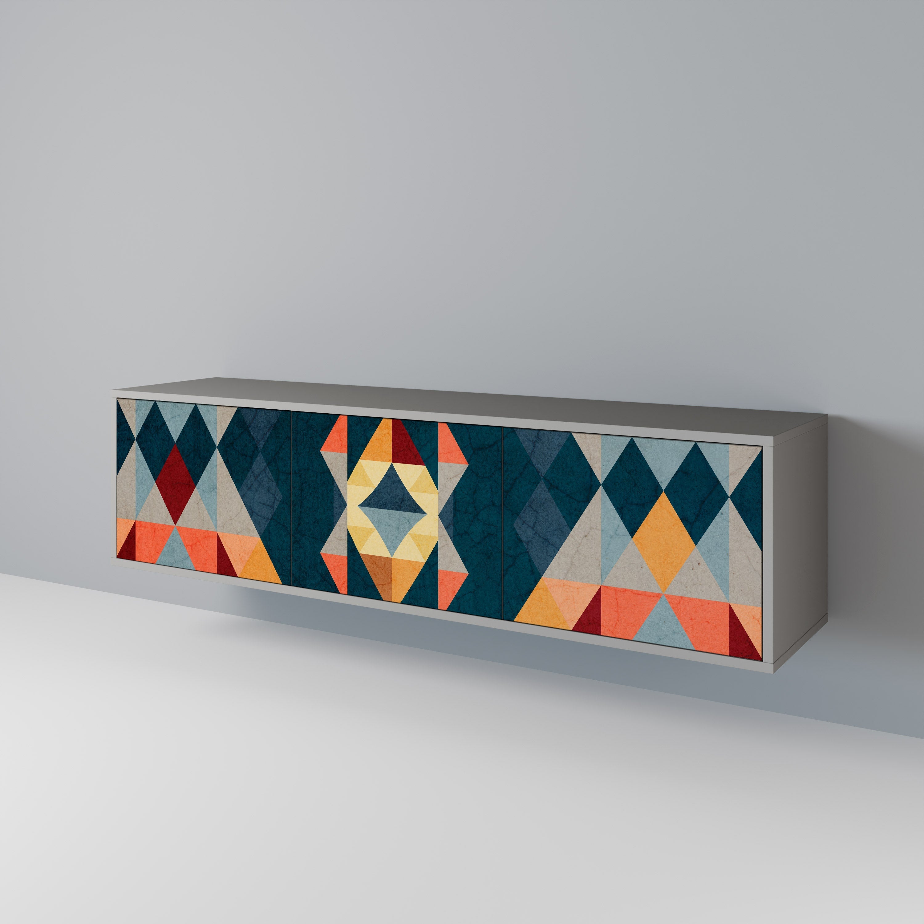 CRACKED ILLUSION TV-Lowboard mit 3 Türen in Grau