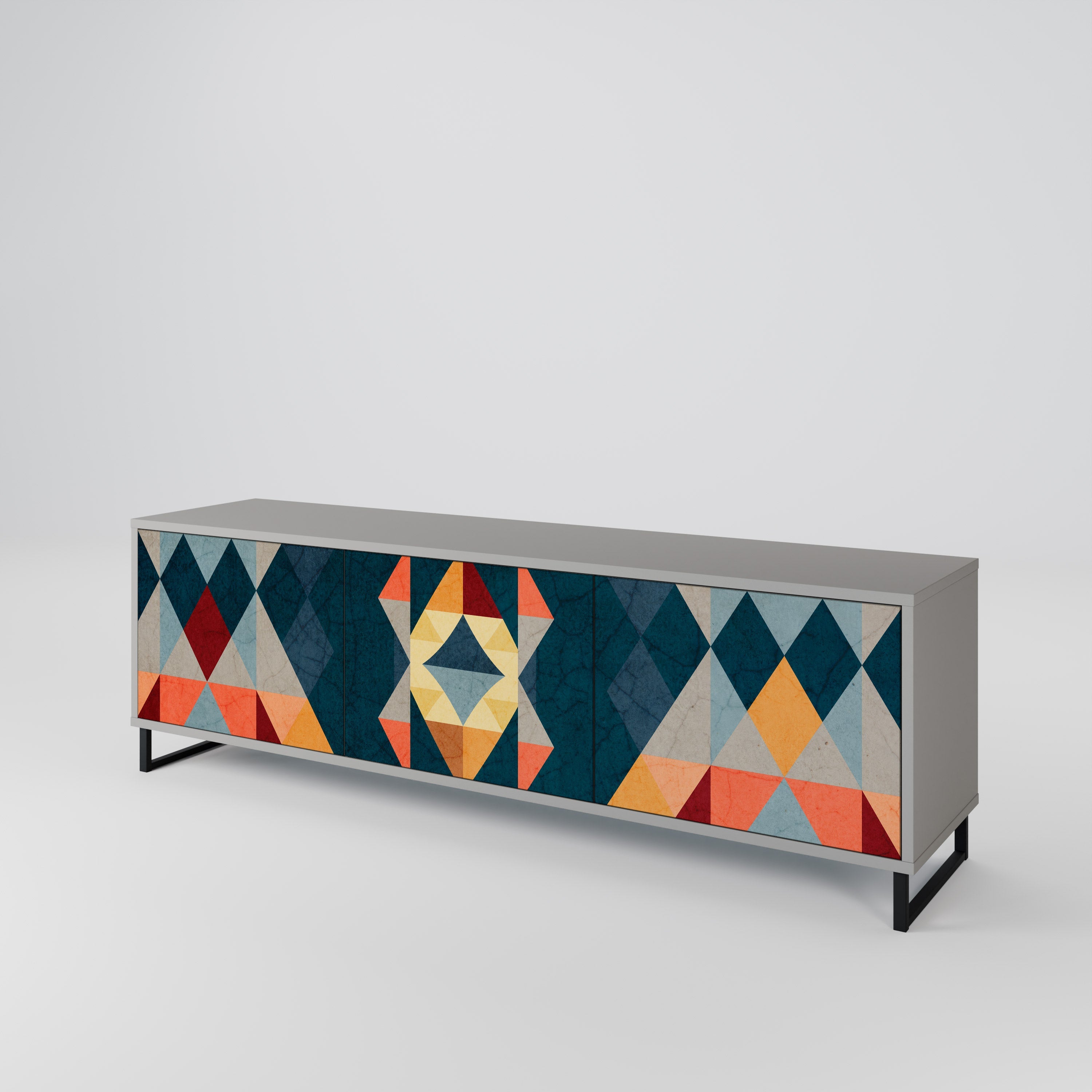 CRACKED ILLUSION TV-Lowboard mit 3 Türen in Grau