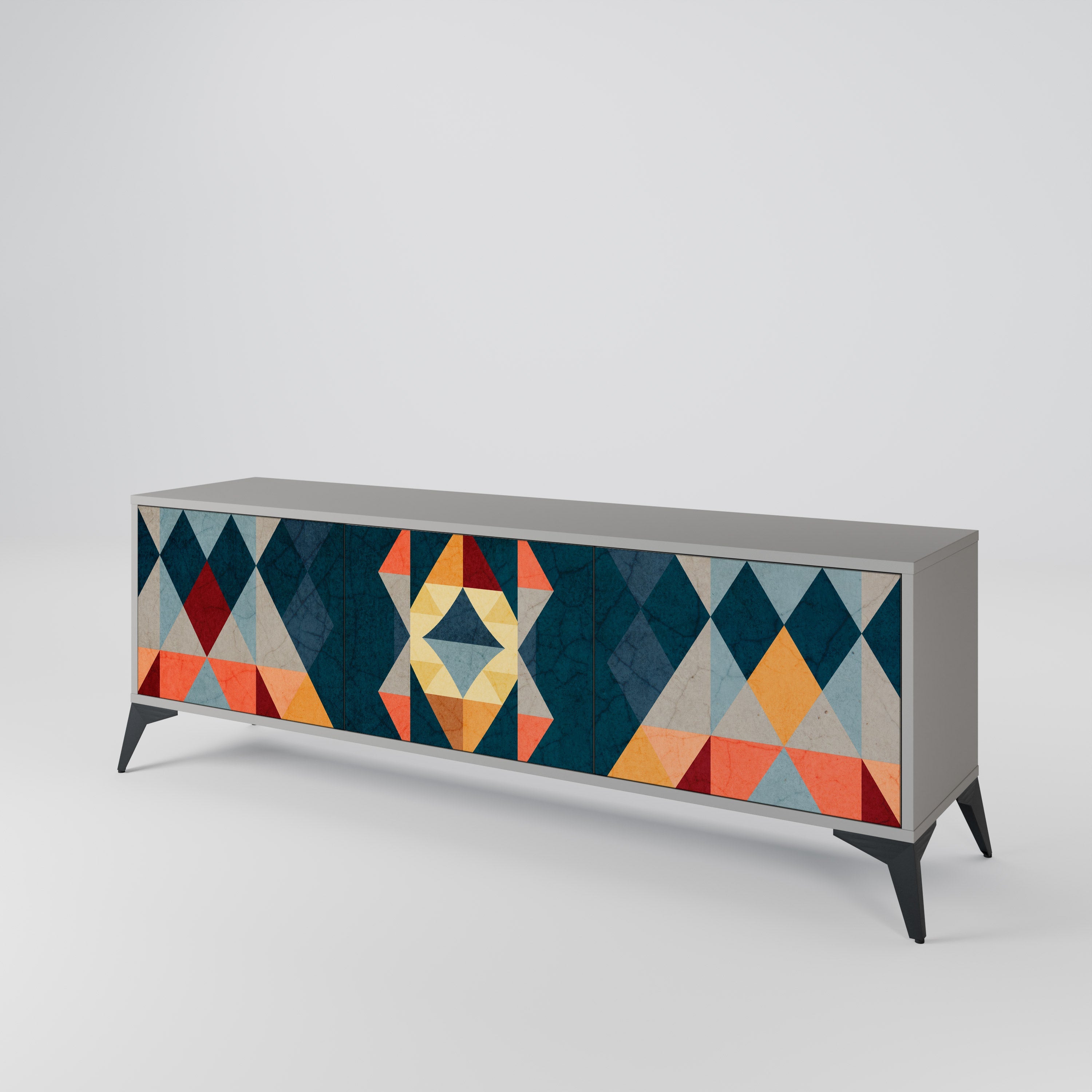 CRACKED ILLUSION TV-Lowboard mit 3 Türen in Grau