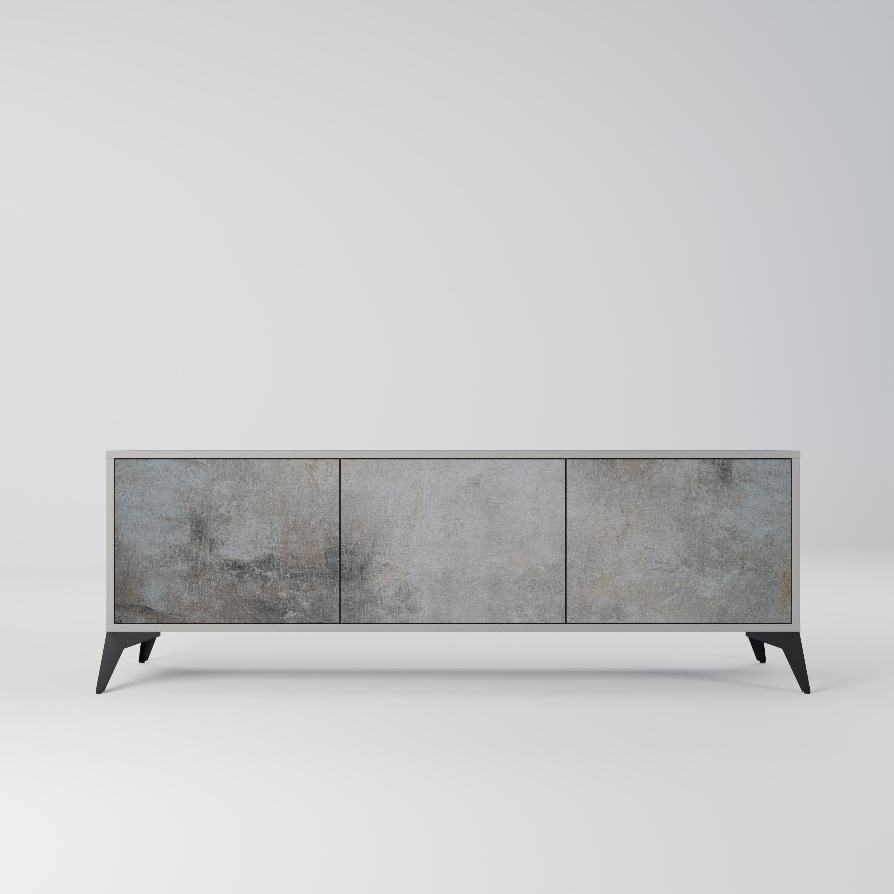 CONCRETE WALL TV-Lowboard mit 3 Türen in Grau