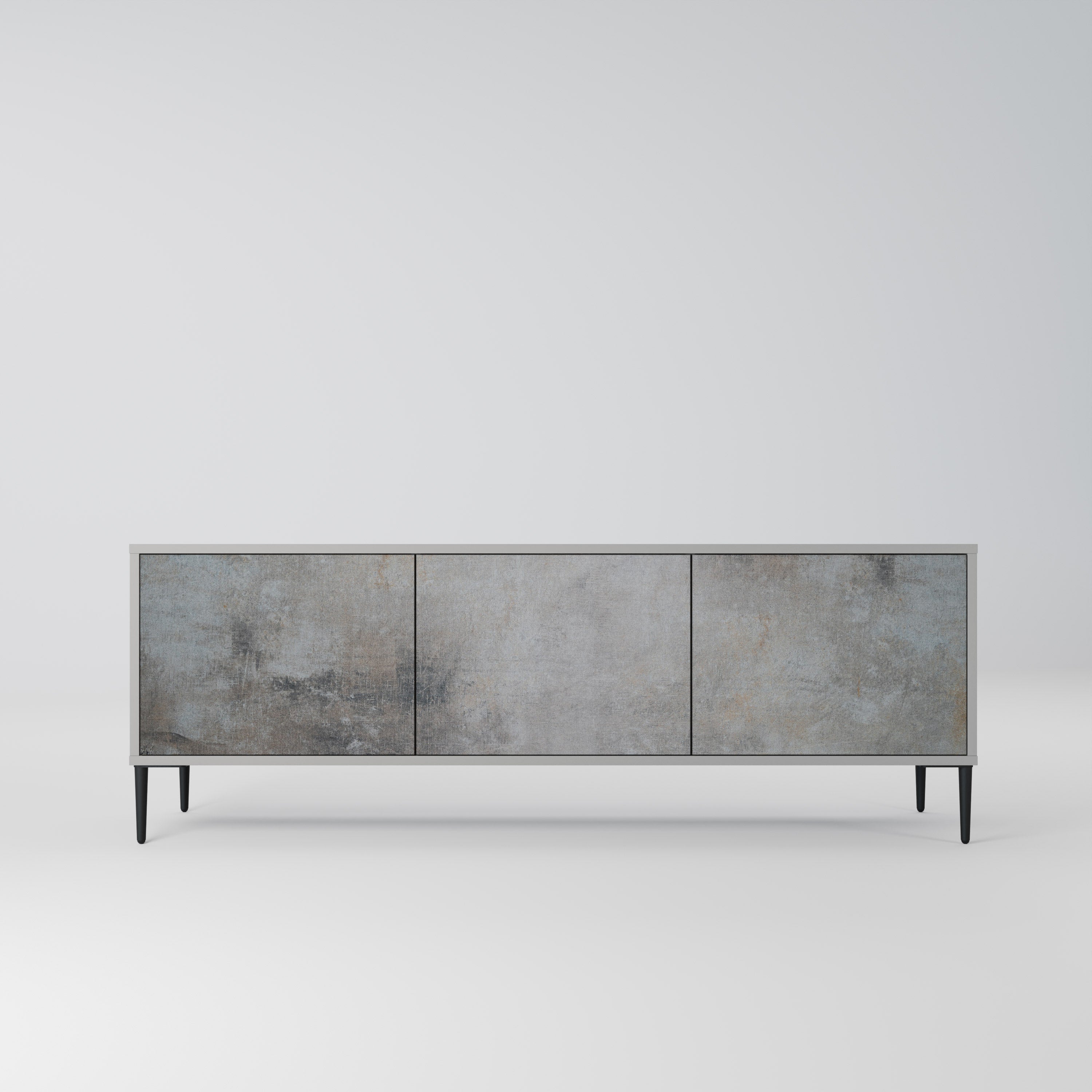 CONCRETE WALL TV-Lowboard mit 3 Türen in Grau