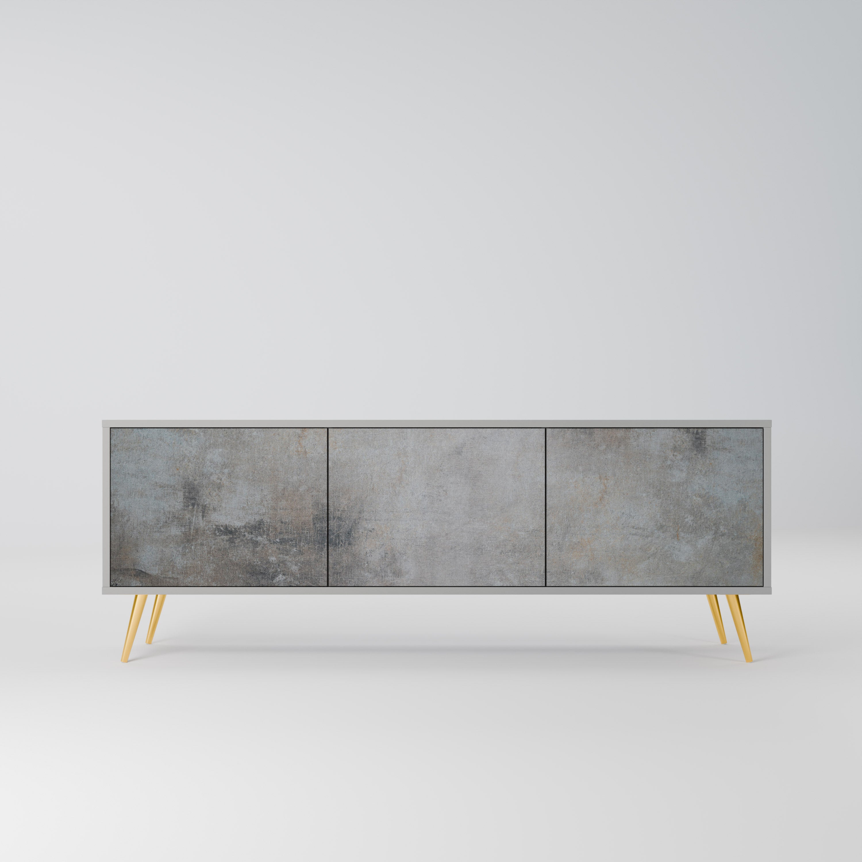 CONCRETE WALL TV-Lowboard mit 3 Türen in Grau