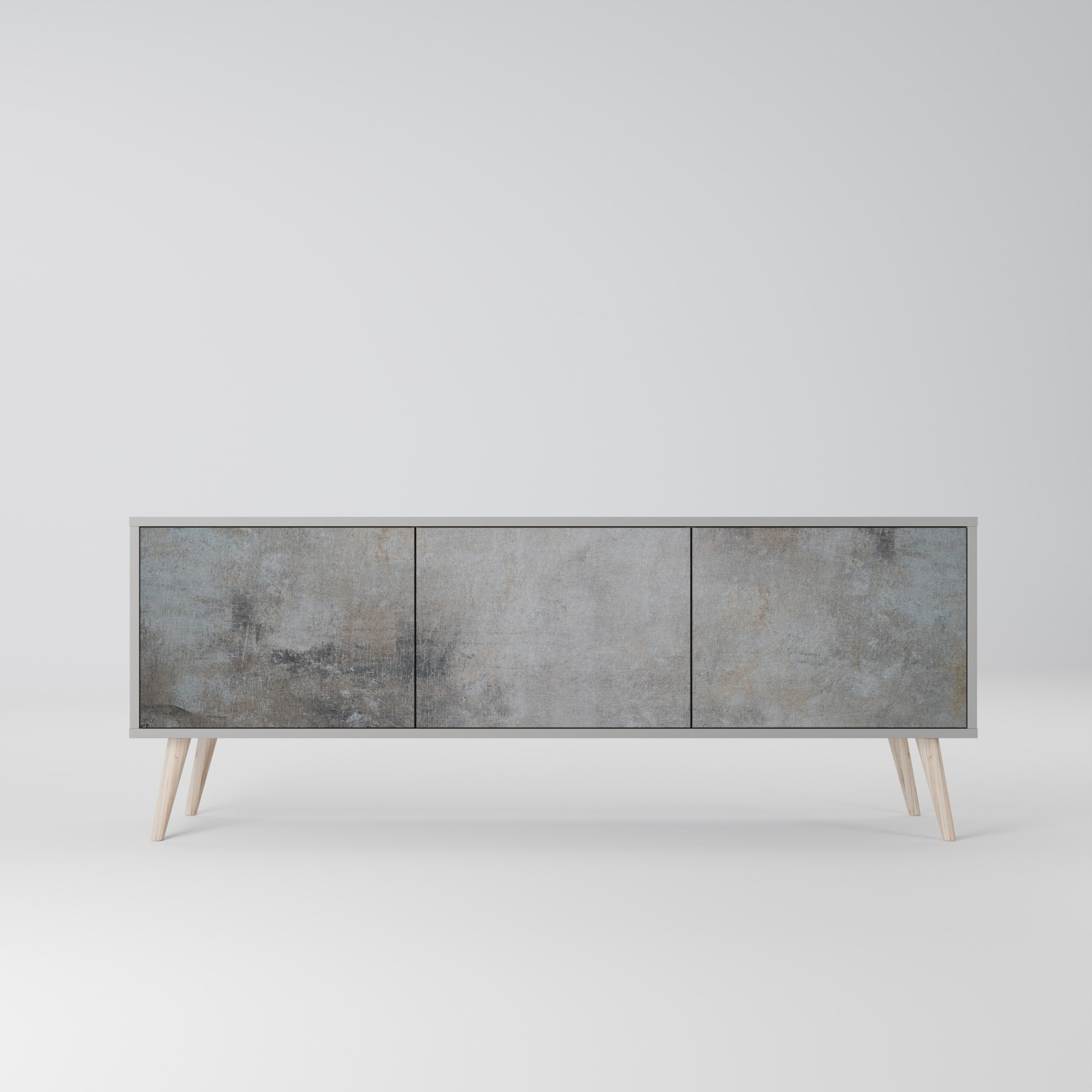 CONCRETE WALL TV-Lowboard mit 3 Türen in Grau