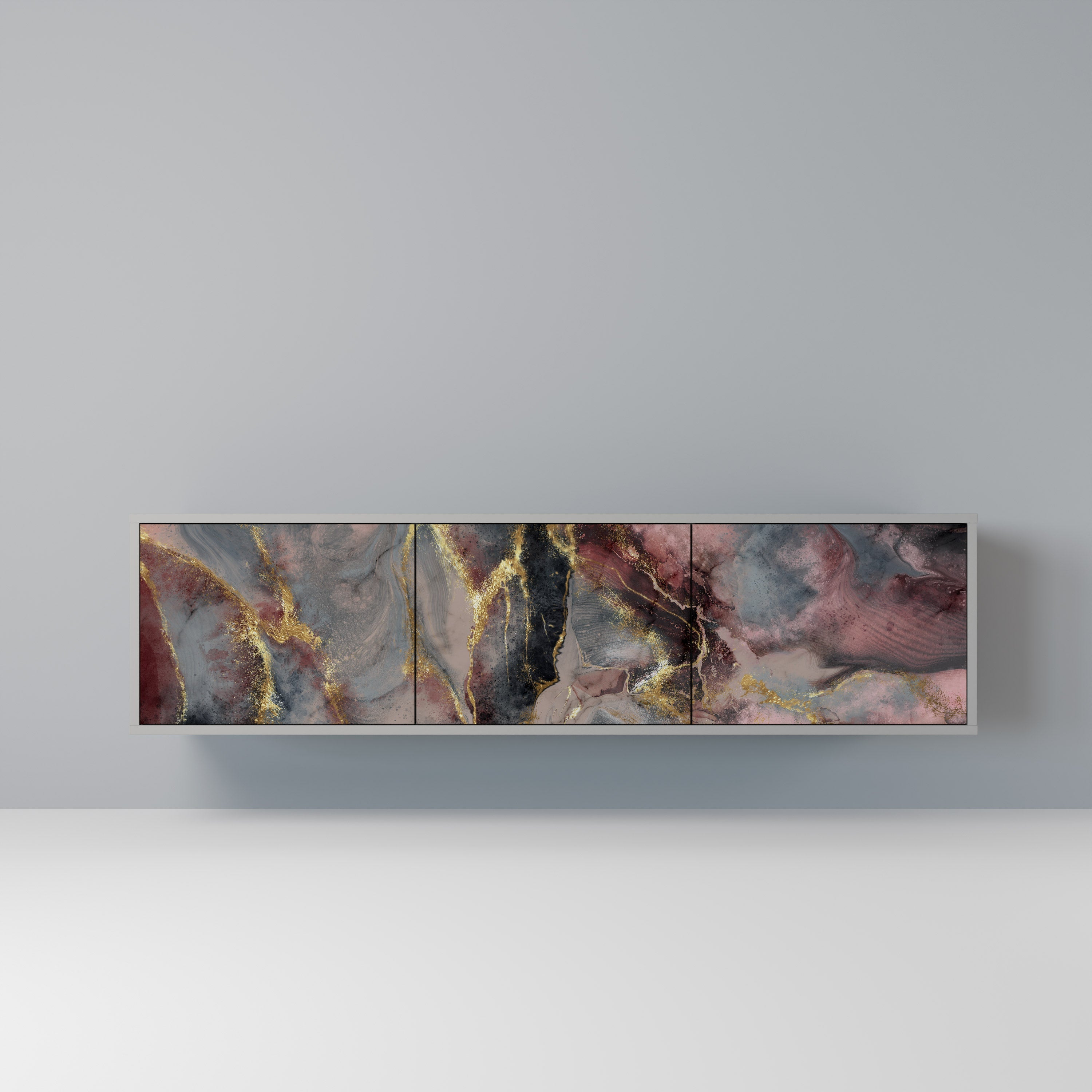 GOLDEN TIDES TV-Lowboard mit 3 Türen in Grau