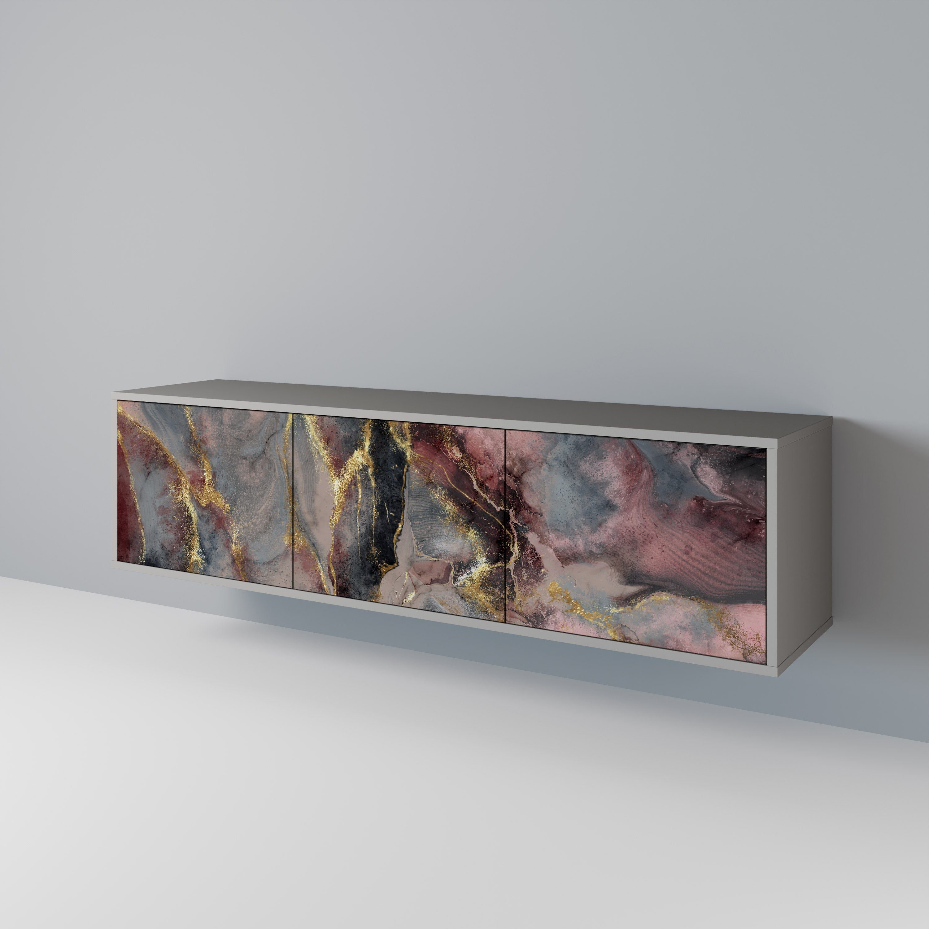 GOLDEN TIDES TV-Lowboard mit 3 Türen in Grau