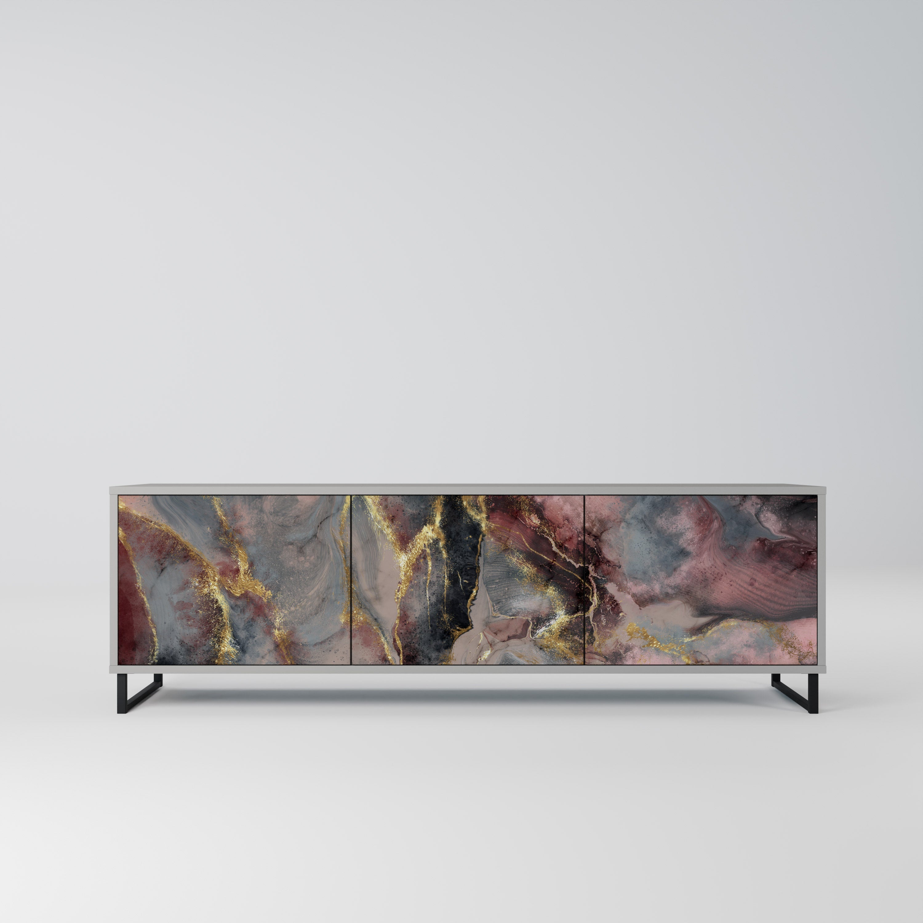 GOLDEN TIDES TV-Lowboard mit 3 Türen in Grau