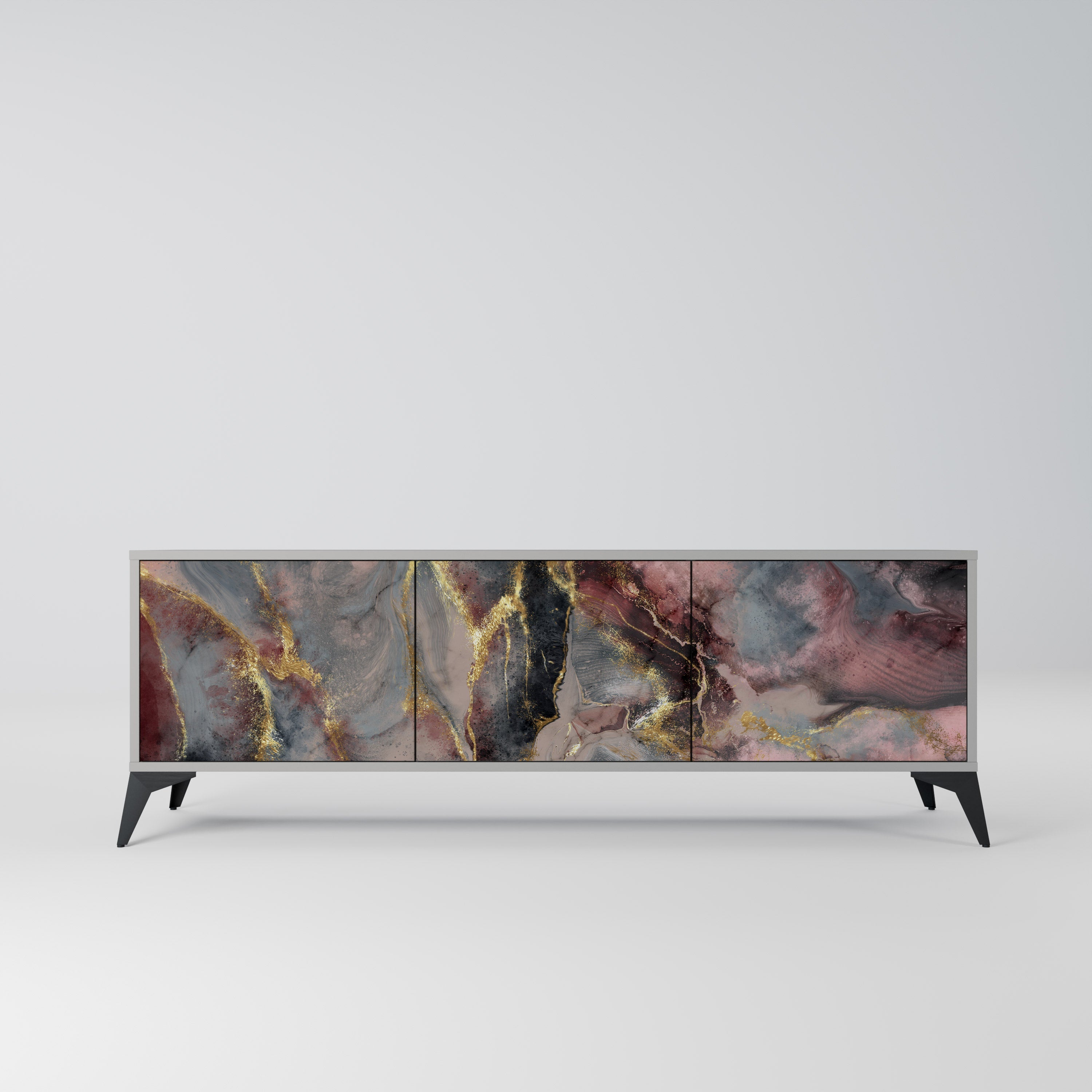 GOLDEN TIDES TV-Lowboard mit 3 Türen in Grau