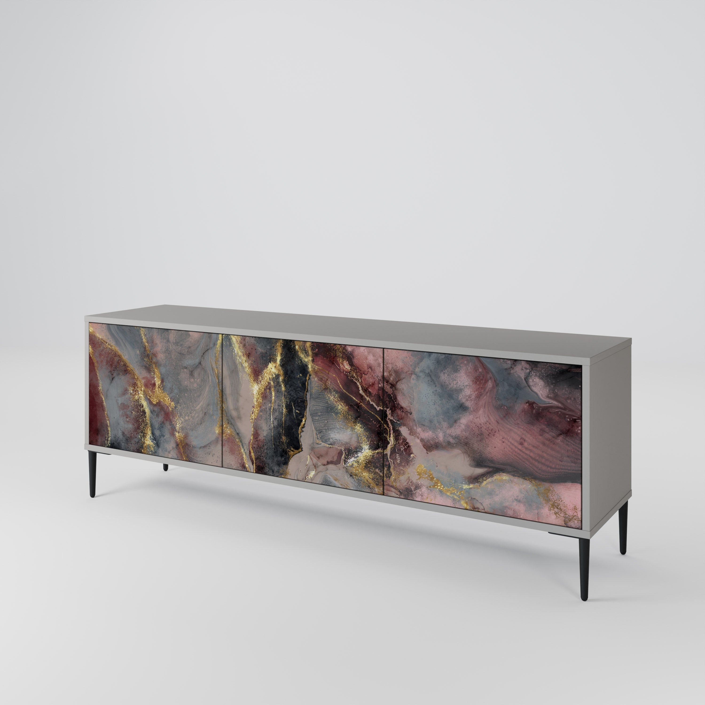 GOLDEN TIDES TV-Lowboard mit 3 Türen in Grau