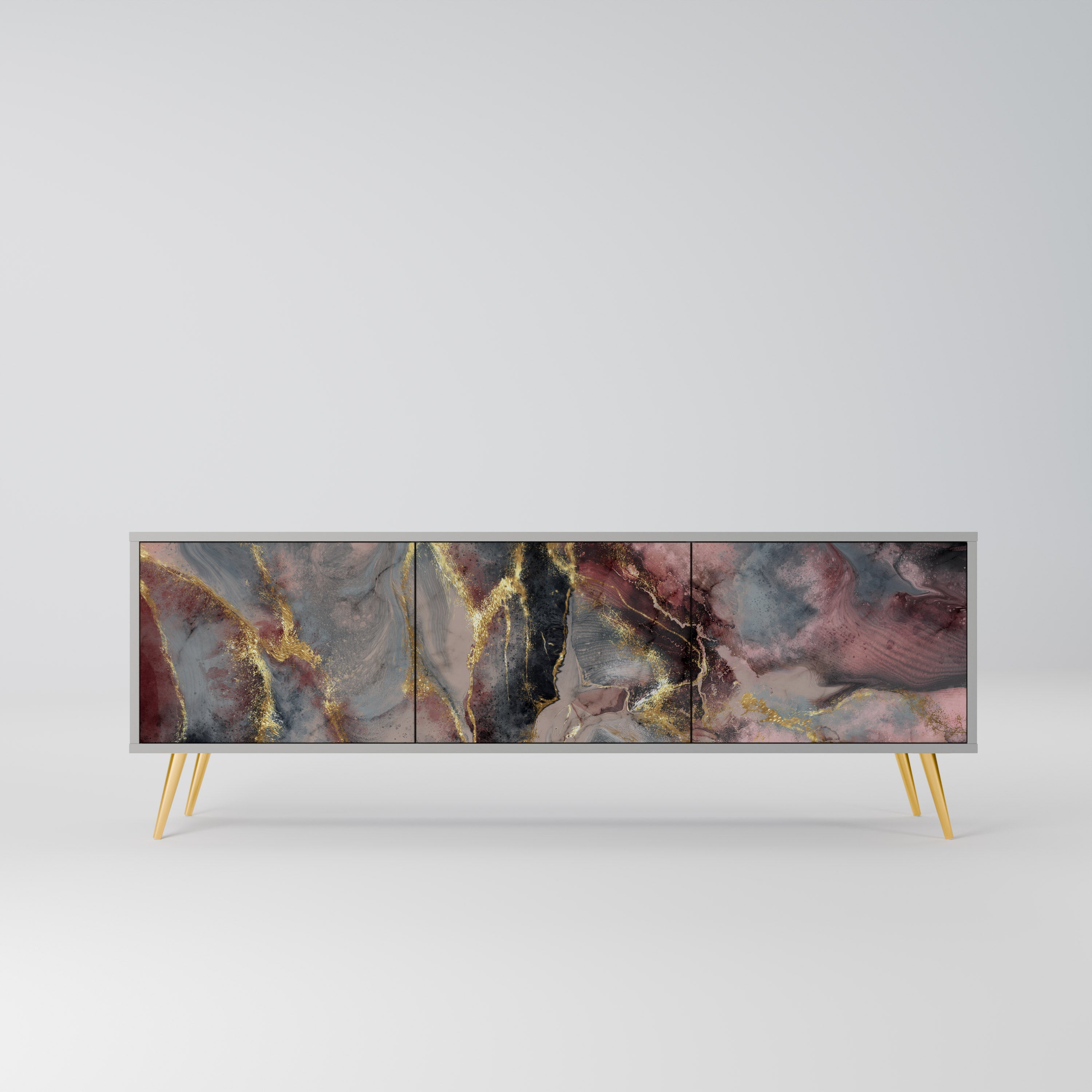 GOLDEN TIDES TV-Lowboard mit 3 Türen in Grau