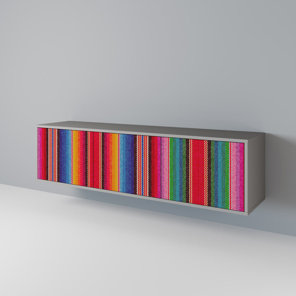 ETHNIC MEXICAN TV-Lowboard mit 3 Türen in Grau