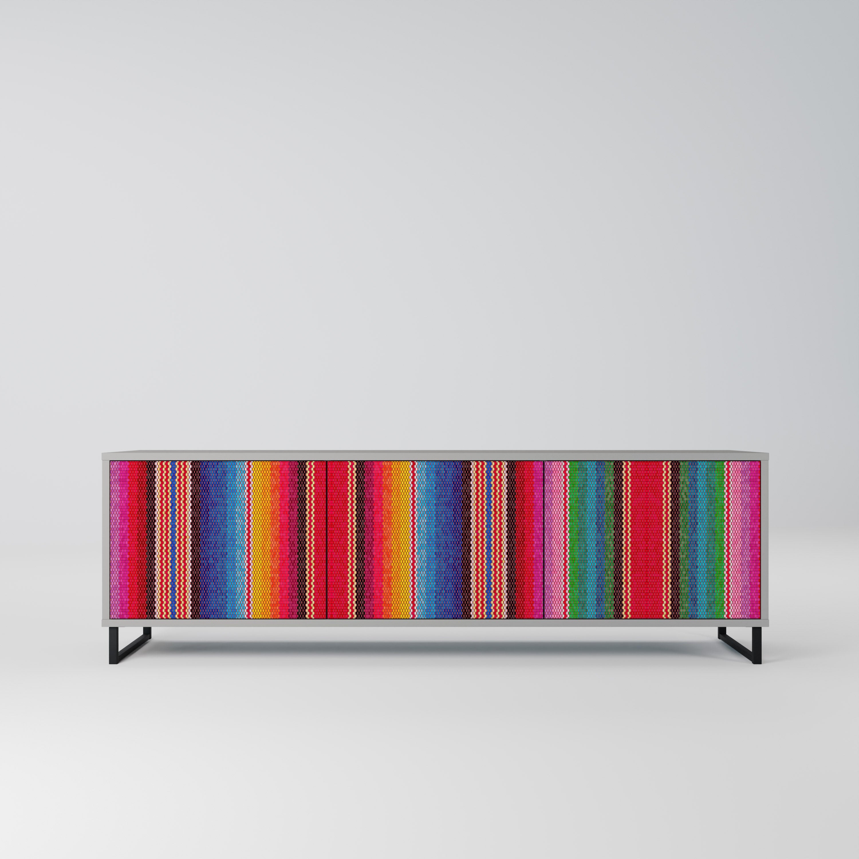 ETHNIC MEXICAN TV-Lowboard mit 3 Türen in Grau