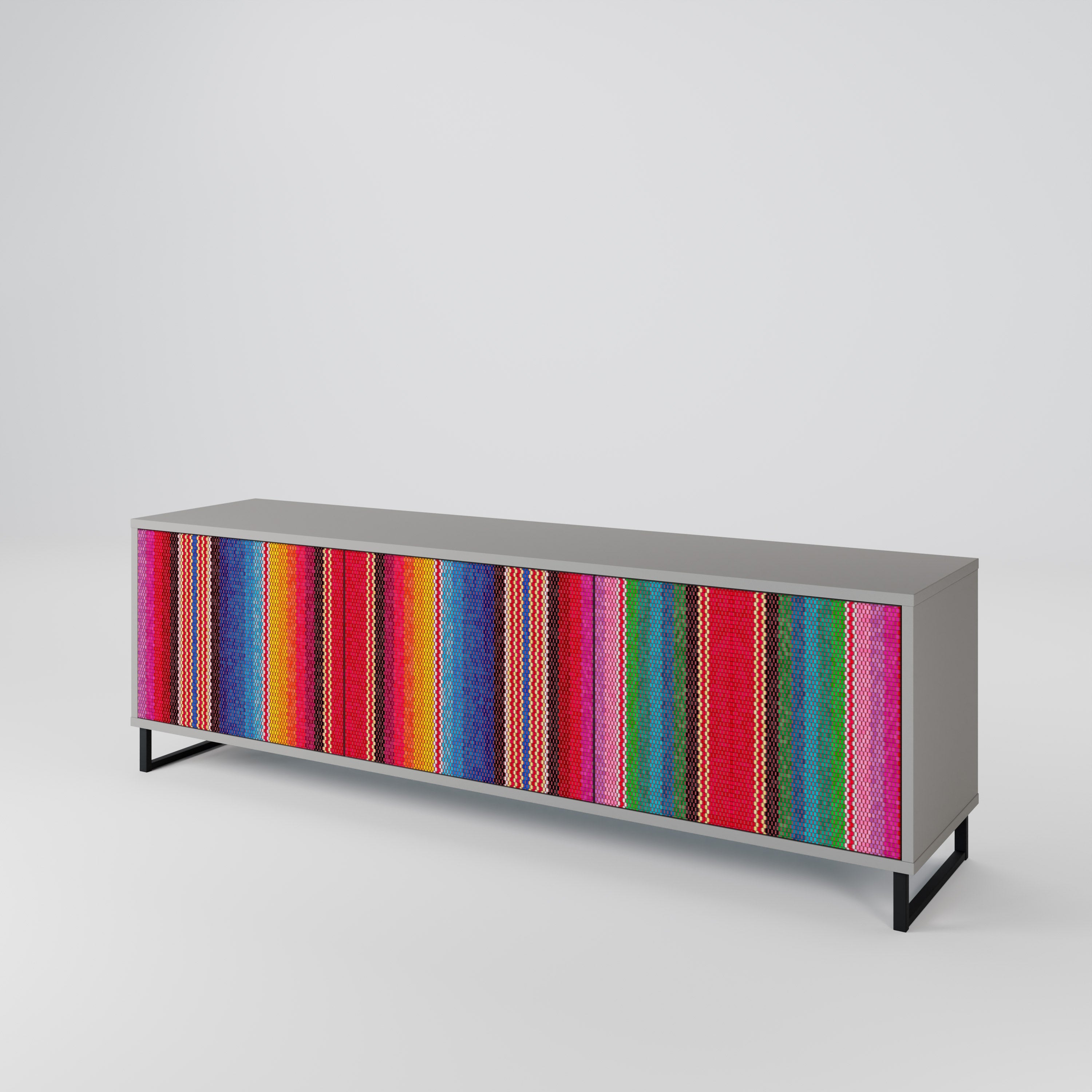 ETHNIC MEXICAN TV-Lowboard mit 3 Türen in Grau