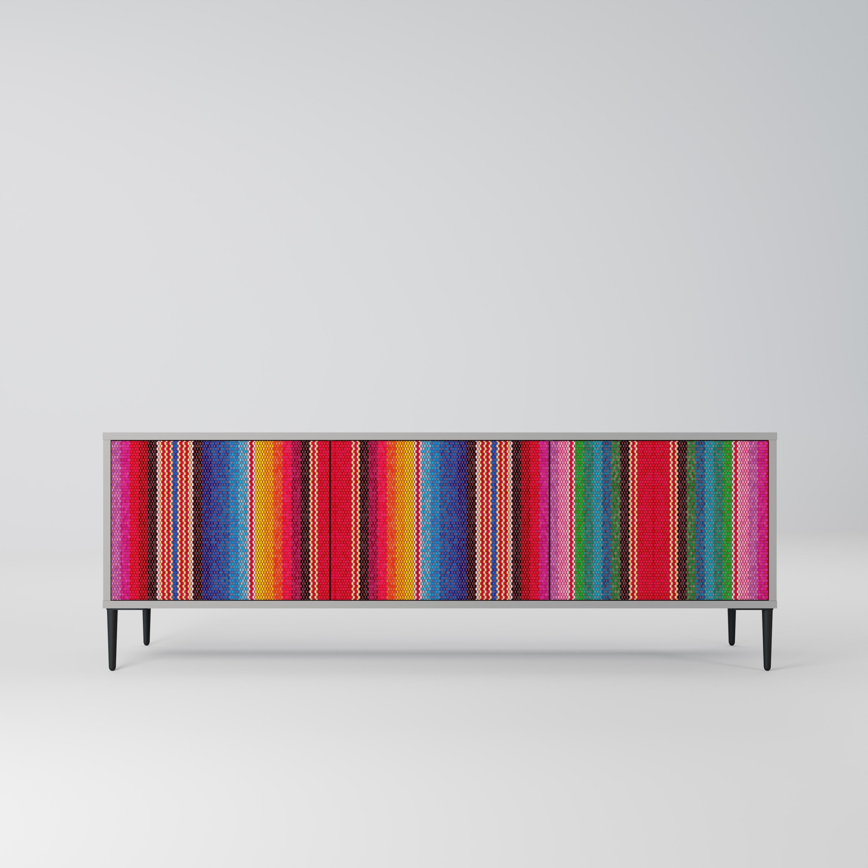 ETHNIC MEXICAN TV-Lowboard mit 3 Türen in Grau