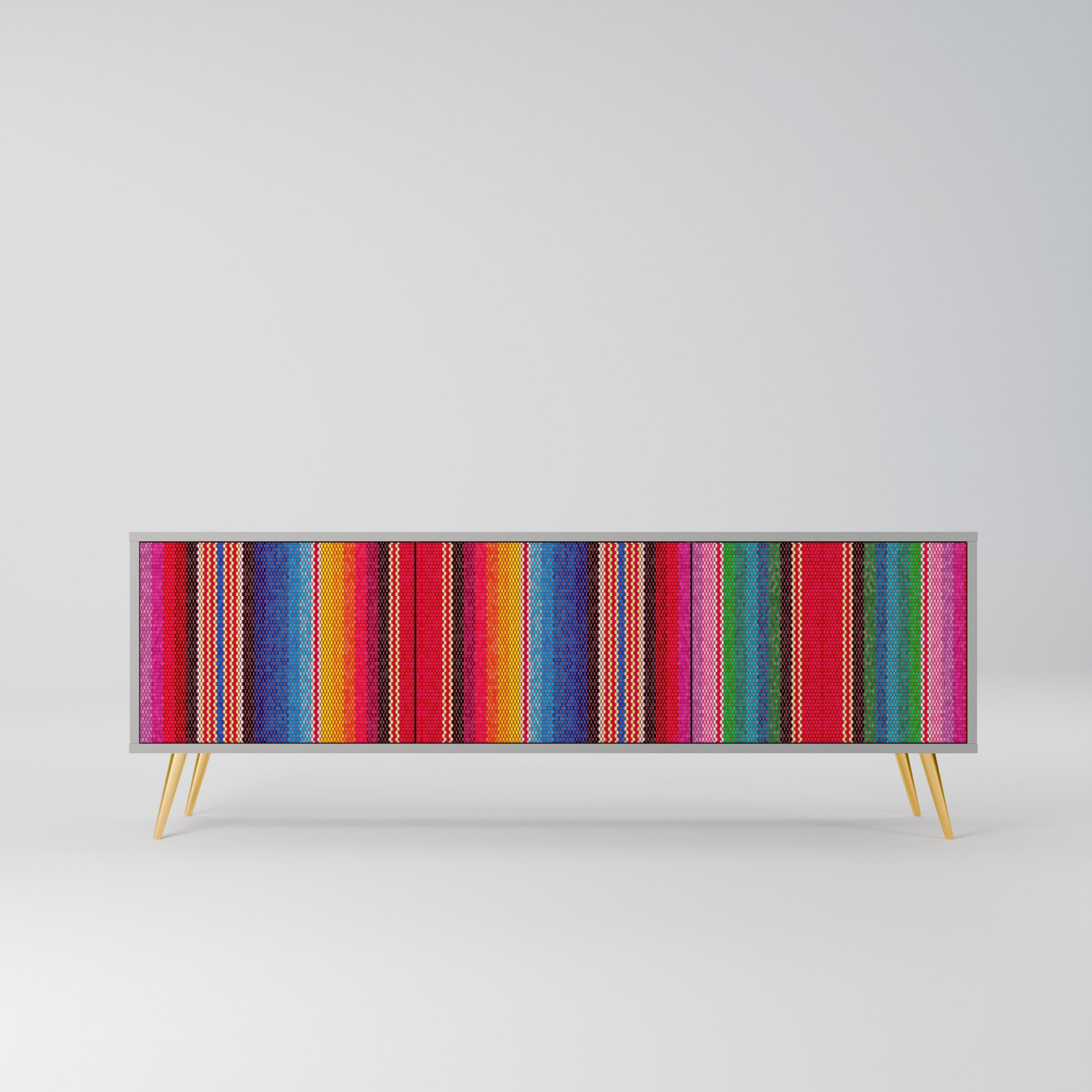 ETHNIC MEXICAN TV-Lowboard mit 3 Türen in Grau