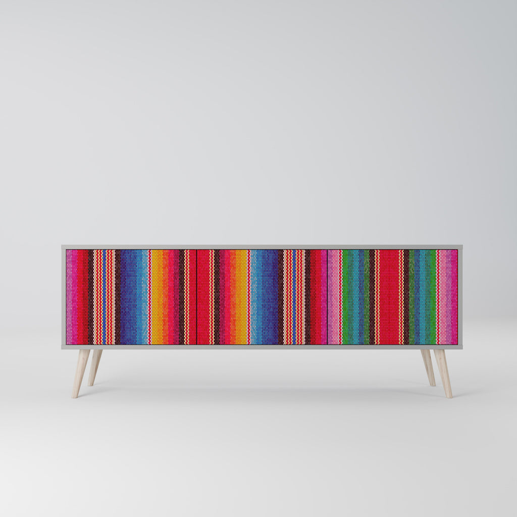 ETHNIC MEXICAN TV-Lowboard mit 3 Türen in Grau