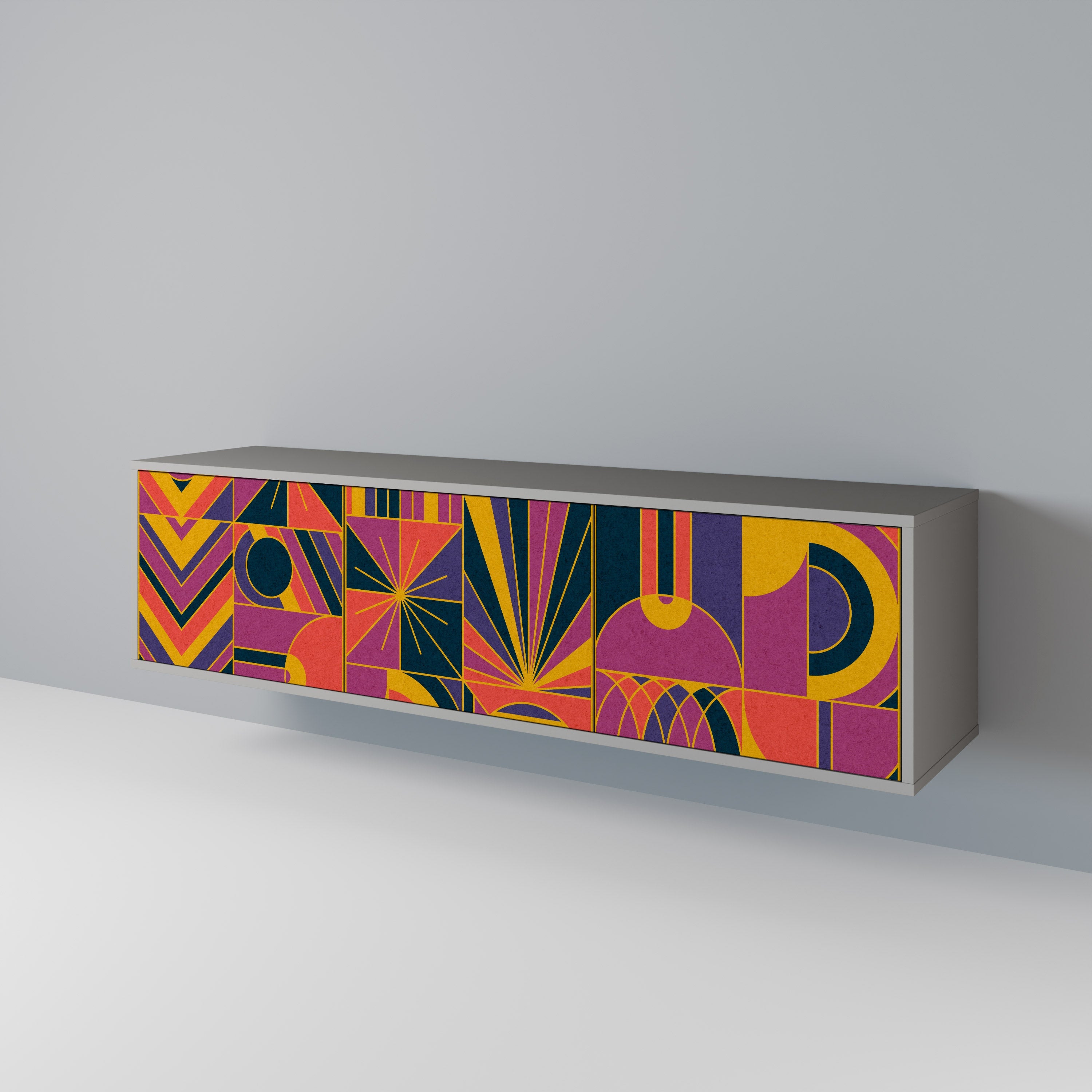 ELECTRIC PATTERNS TV-Lowboard mit 3 Türen in Grau