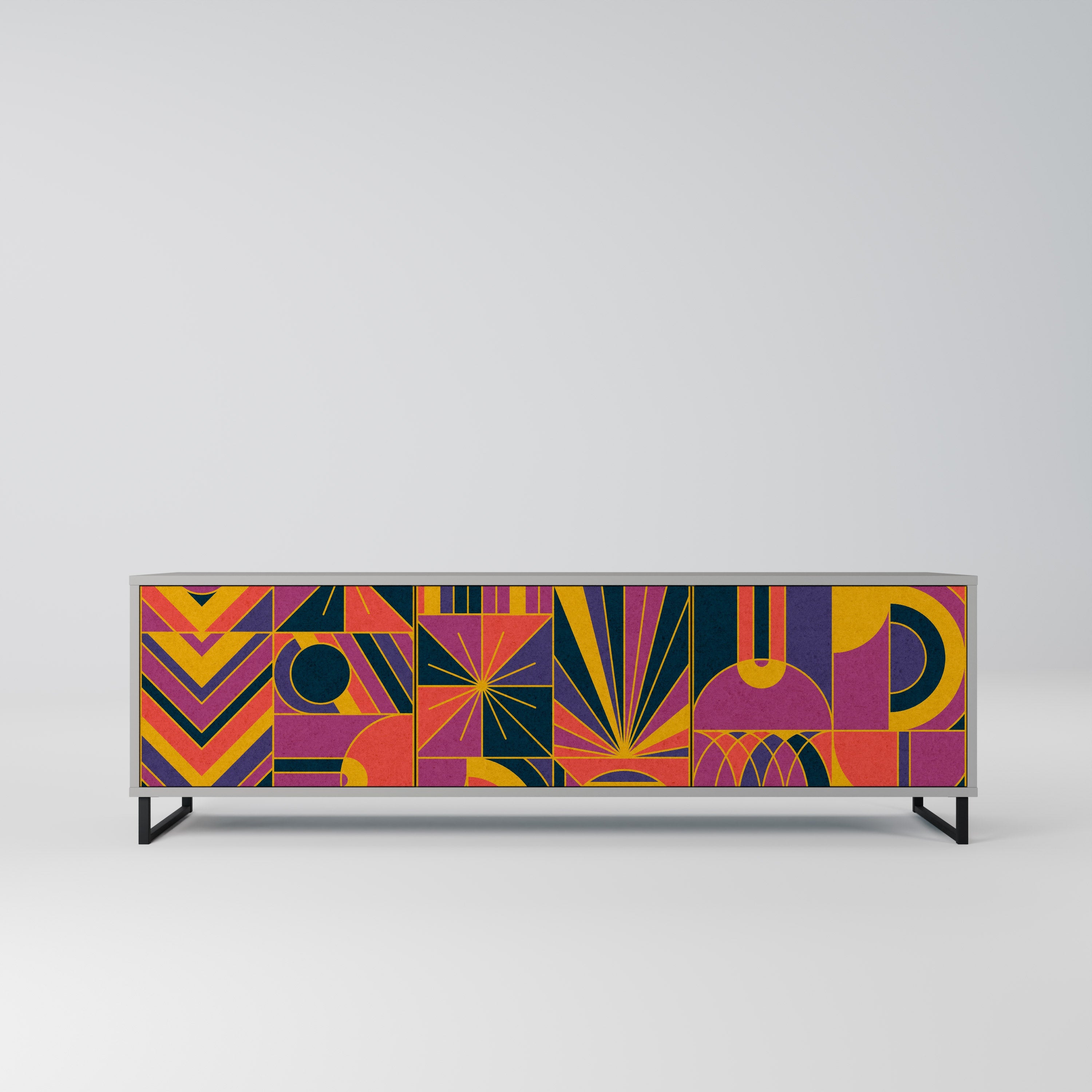 ELECTRIC PATTERNS TV-Lowboard mit 3 Türen in Grau