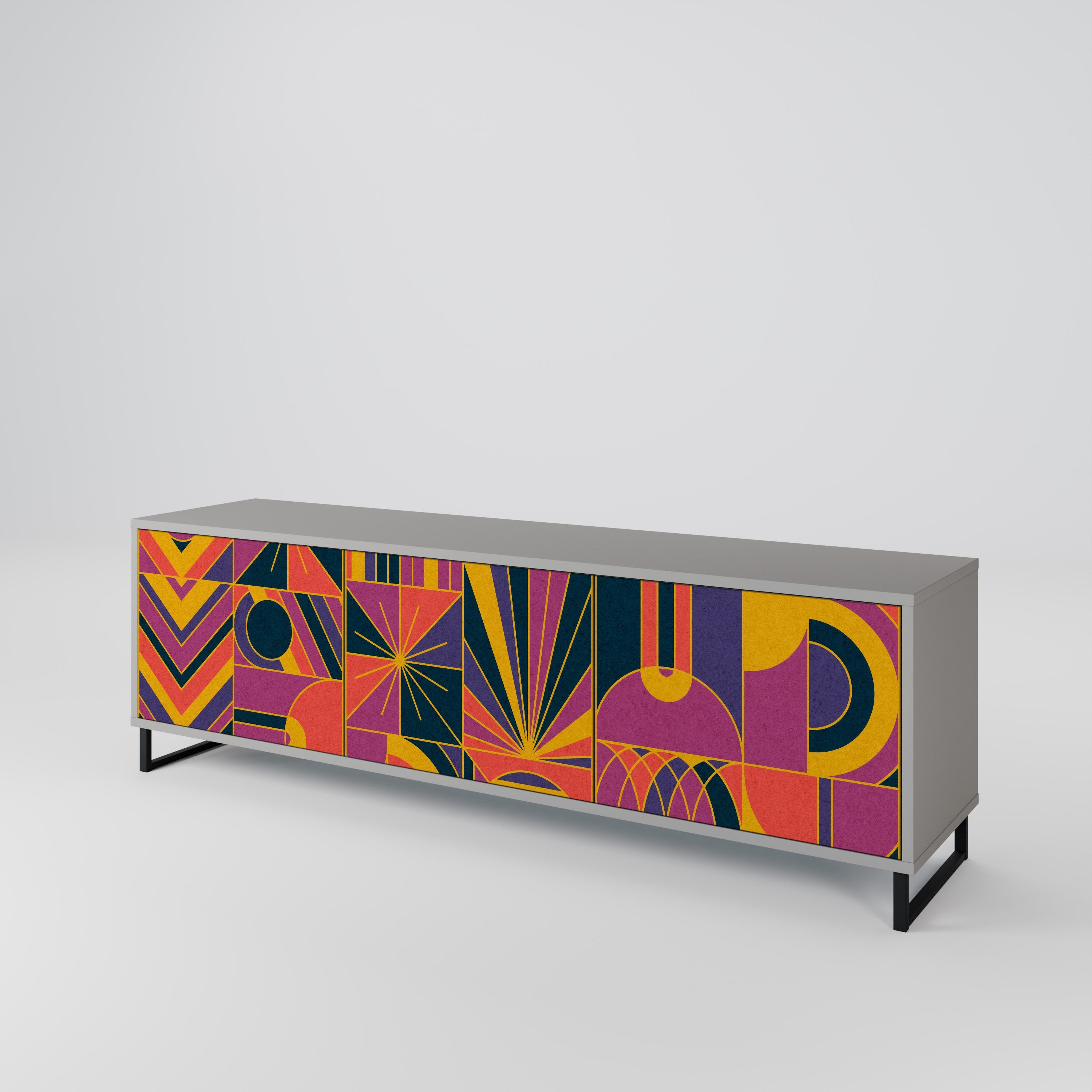 ELECTRIC PATTERNS TV-Lowboard mit 3 Türen in Grau