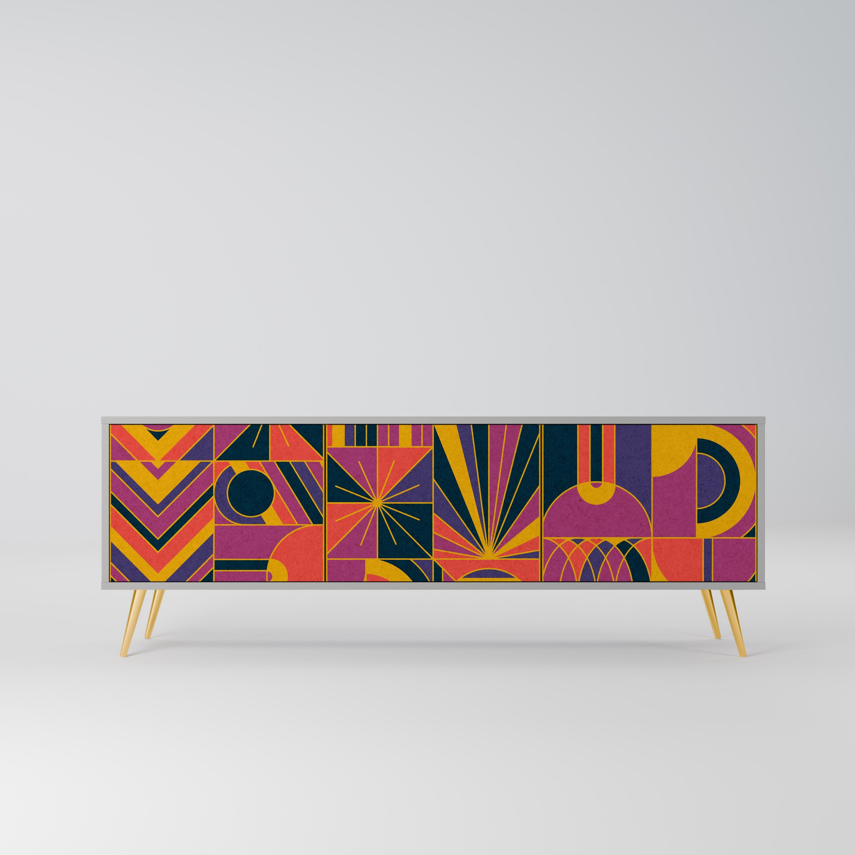 ELECTRIC PATTERNS TV-Lowboard mit 3 Türen in Grau