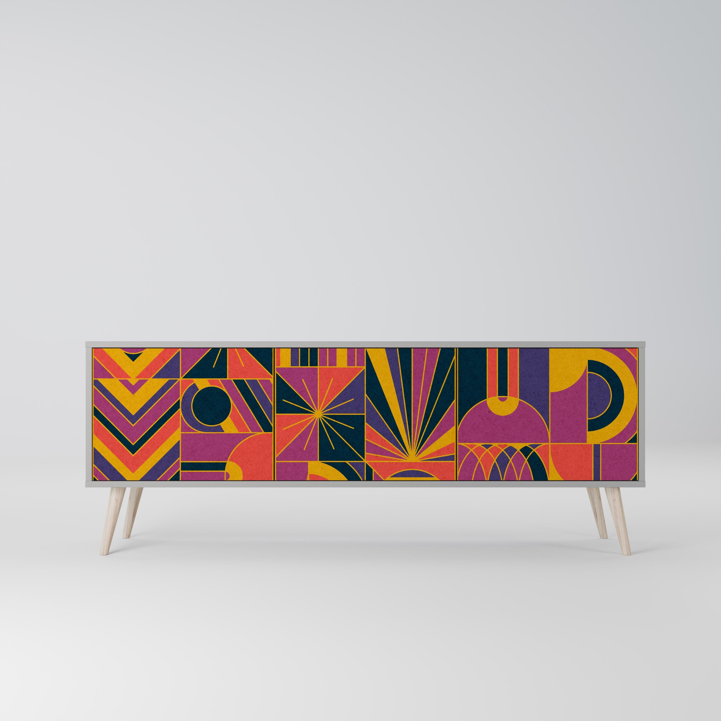 ELECTRIC PATTERNS TV-Lowboard mit 3 Türen in Grau