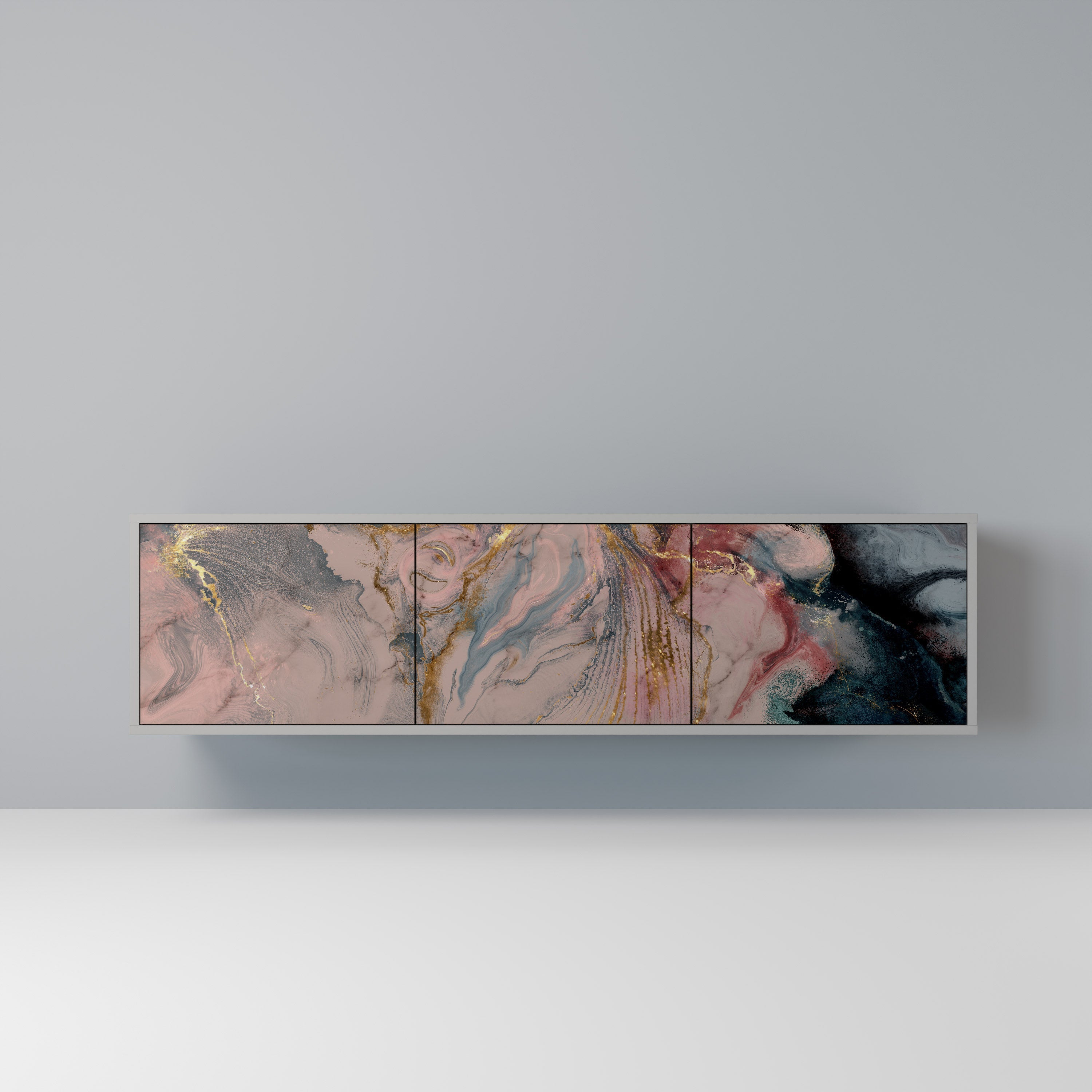 GILDED SWIRLS TV-Lowboard mit 3 Türen in Grau