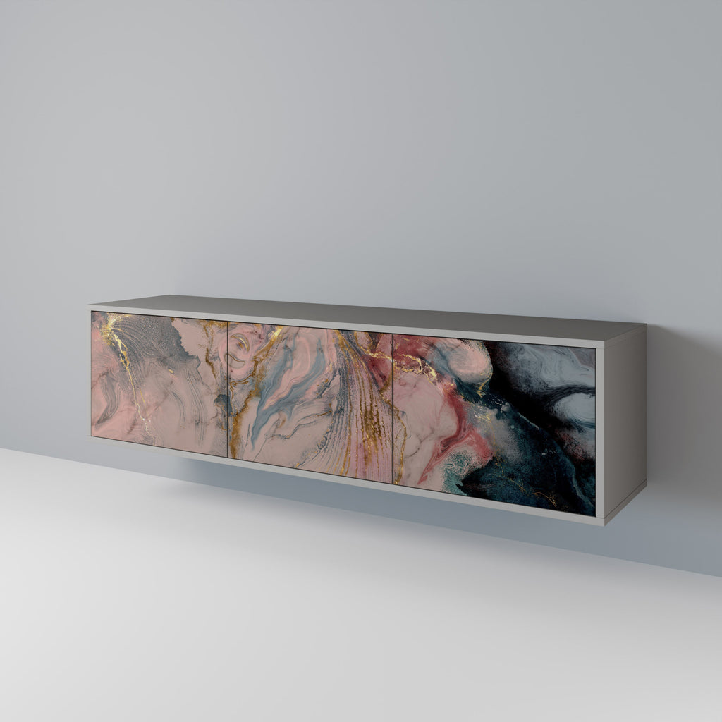 GILDED SWIRLS TV-Lowboard mit 3 Türen in Grau